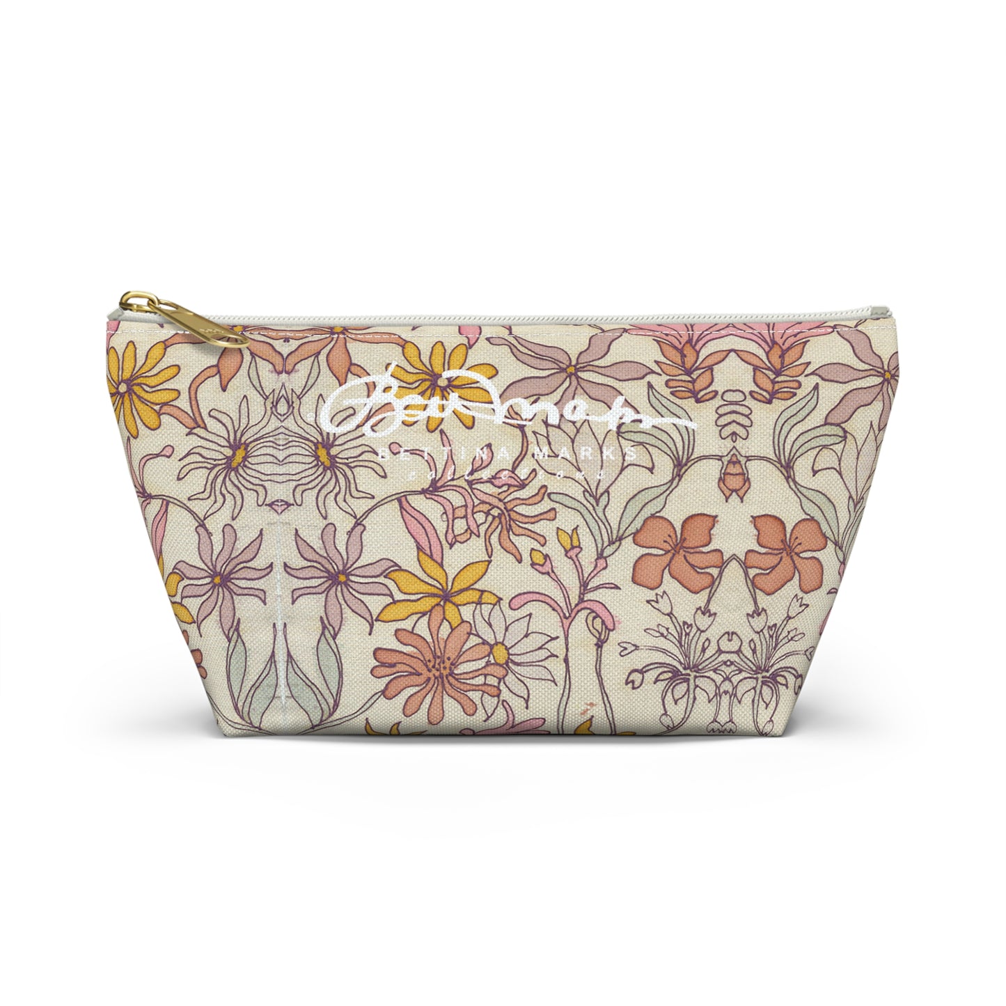 Vintage Pastel Floral Accessory Pouch w T-bottom