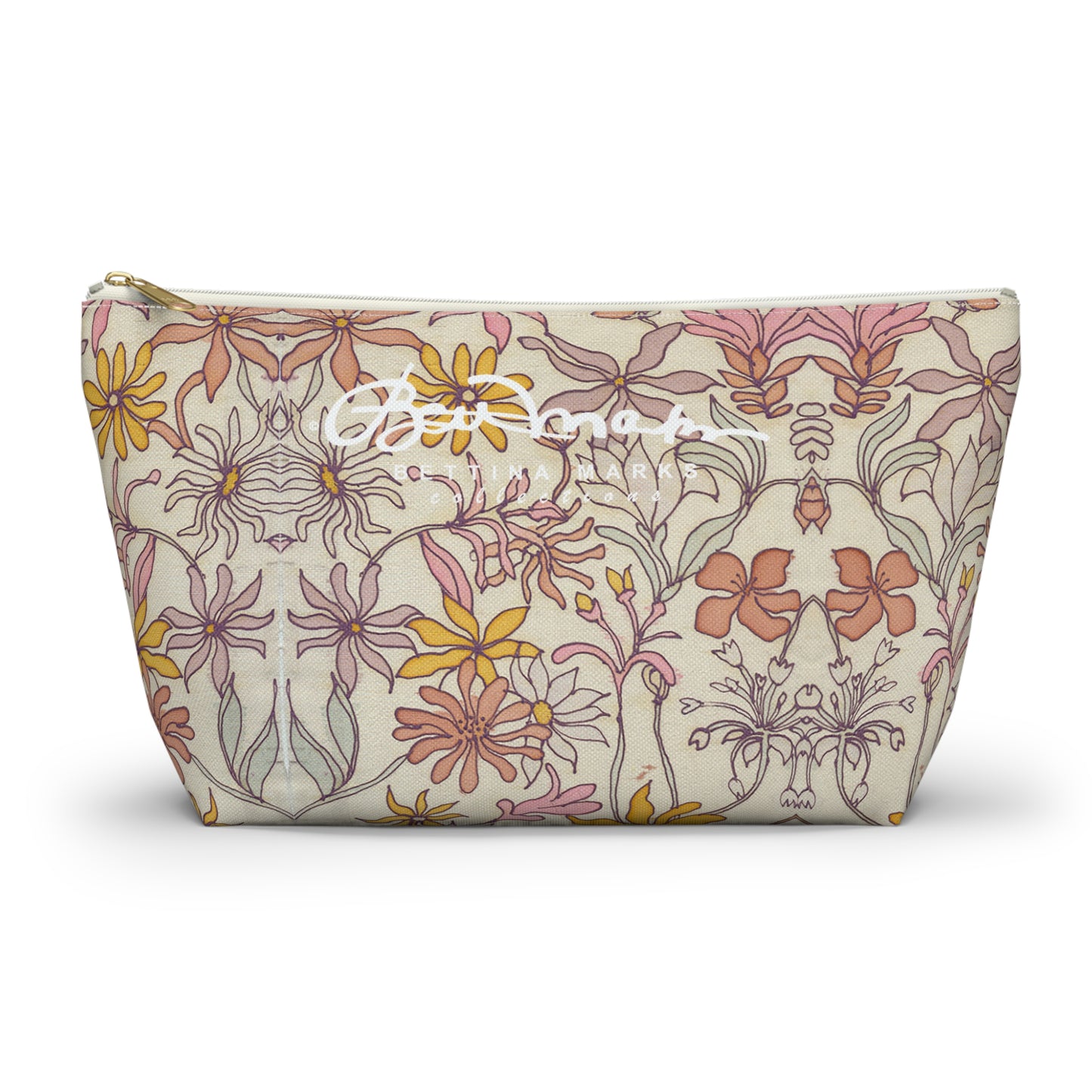 Vintage Pastel Floral Accessory Pouch w T-bottom