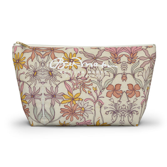 Vintage Pastel Floral Accessory Pouch w T-bottom