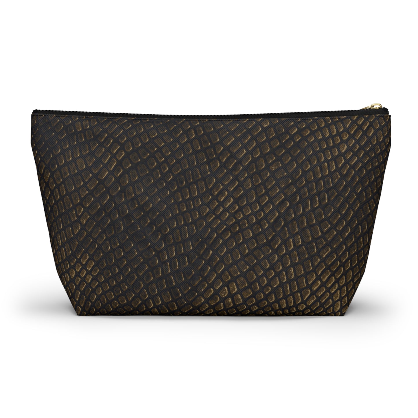 Bronze Crocodile Accessory Pouch w T-bottom