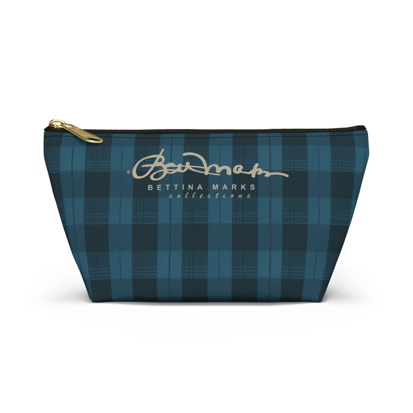 Teal Plaid Accessory Pouch w T-bottom