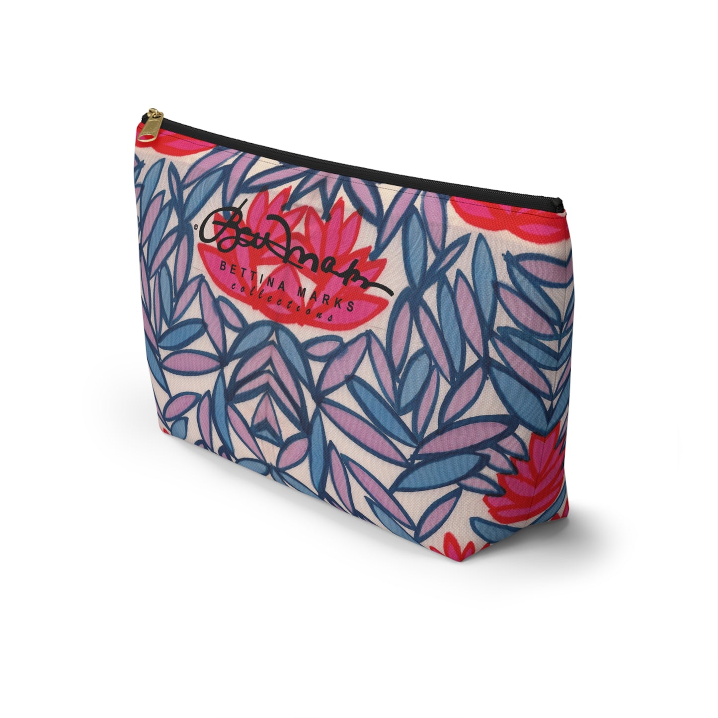 Pink Lotus Flowers Accessory Pouch w T-bottom