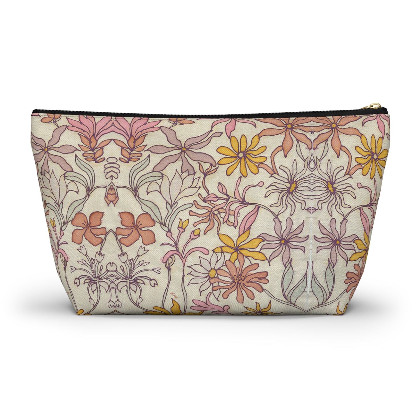 Vintage Pastel Floral Accessory Pouch w T-bottom