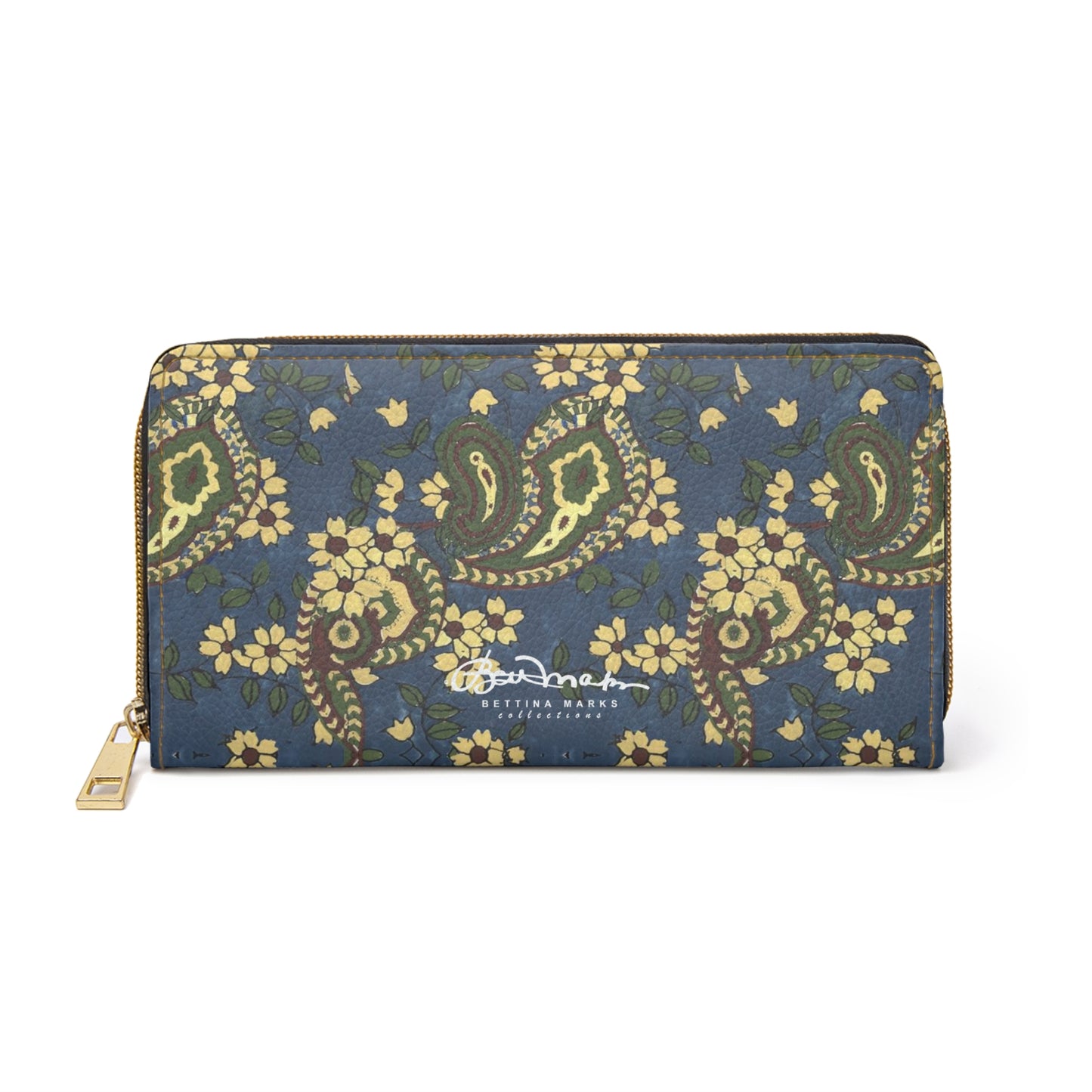 Vintage Blue Paisley Zipper Wallet