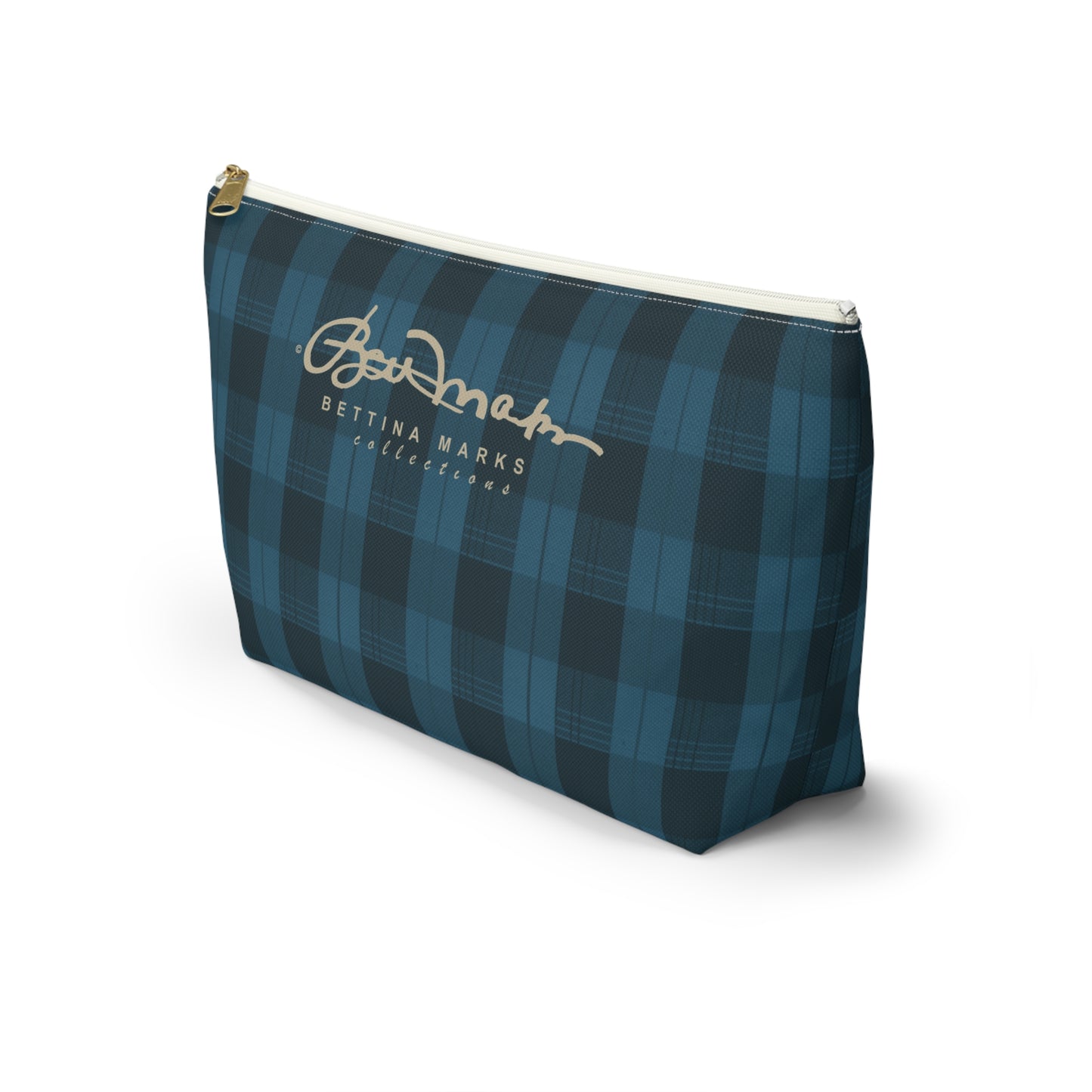 Teal Plaid Accessory Pouch w T-bottom