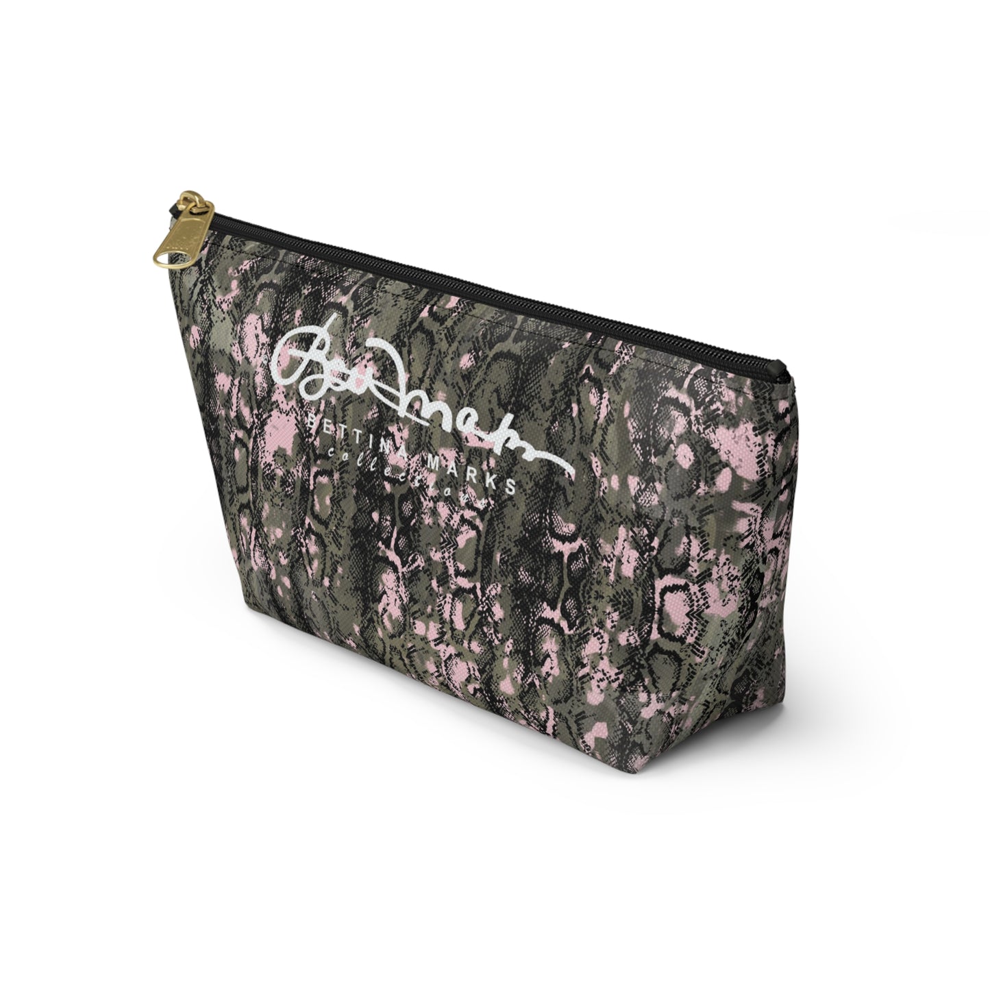 Pink Snake Skin Accessory Pouch w T-bottom