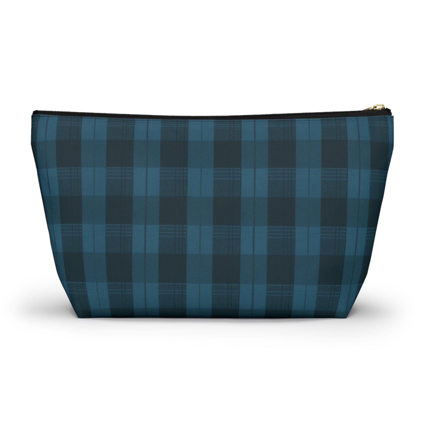 Teal Plaid Accessory Pouch w T-bottom