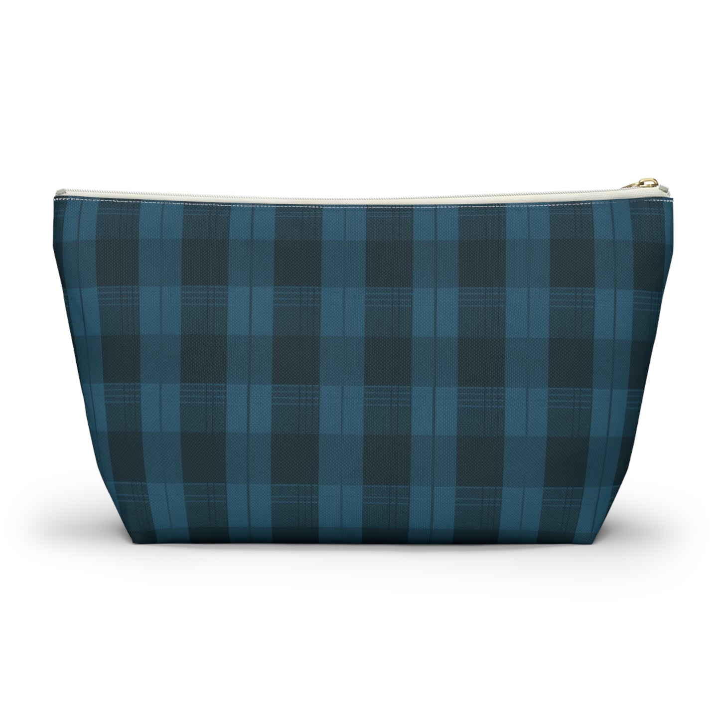 Teal Plaid Accessory Pouch w T-bottom