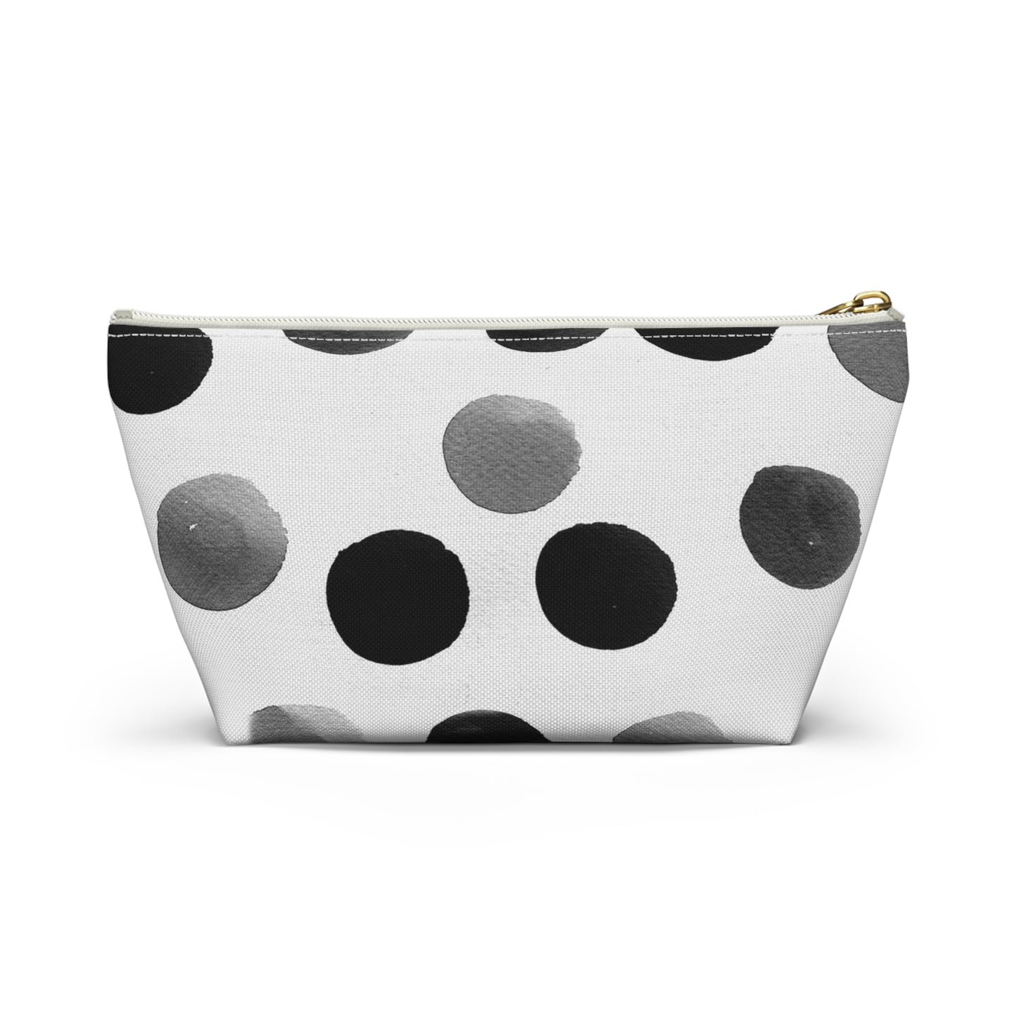 Charcoal Polka Dot Accessory Pouch w T-bottom