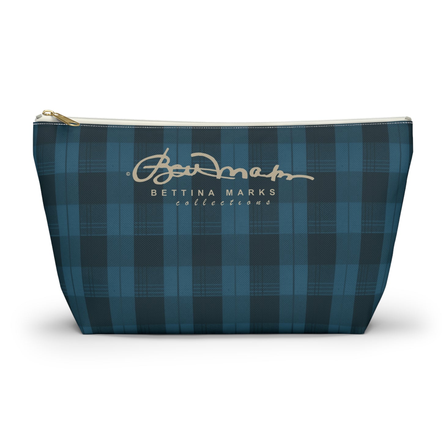 Teal Plaid Accessory Pouch w T-bottom