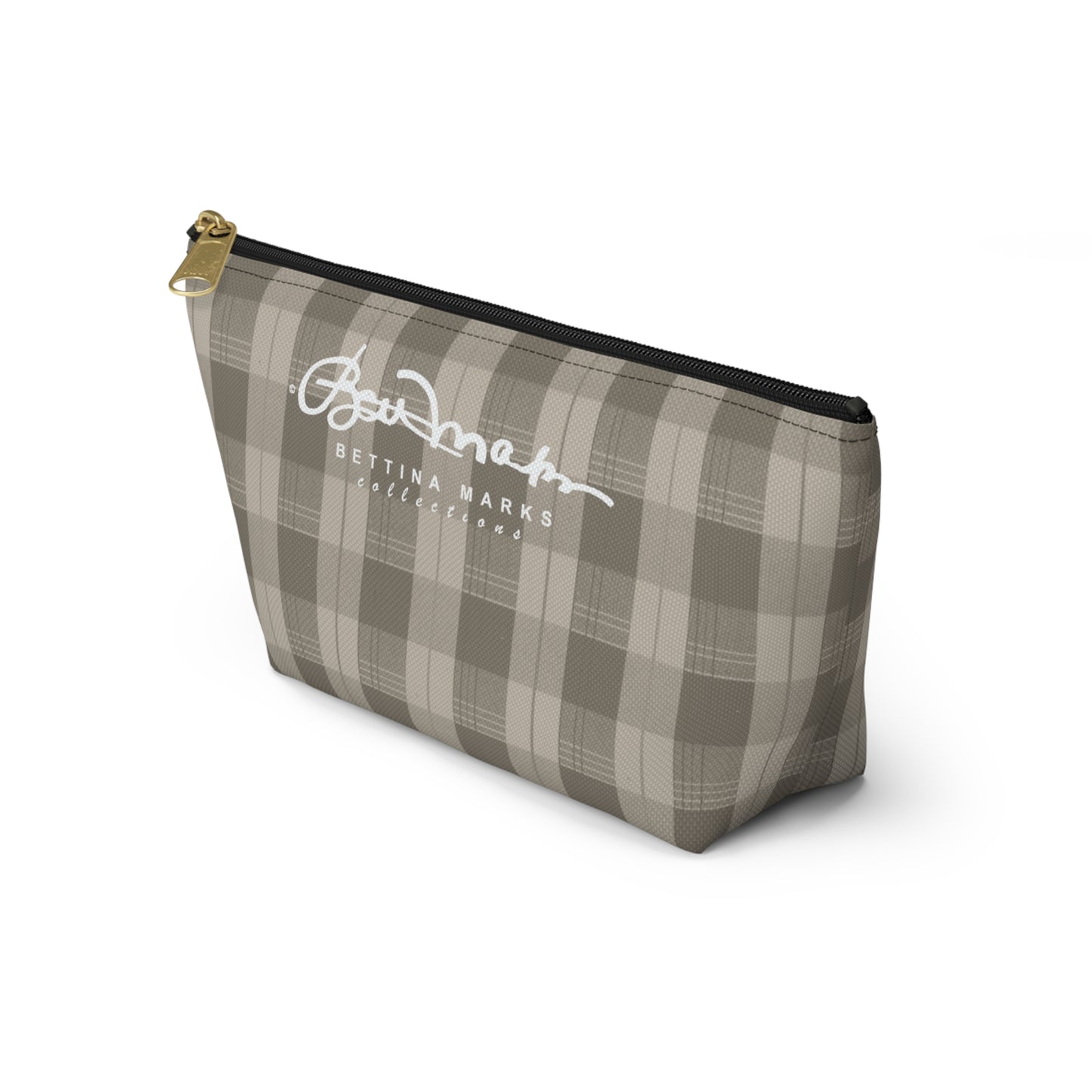 Cream Plaid Accessory Pouch w T-bottom