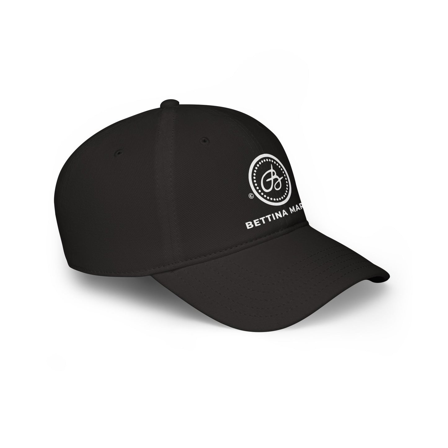 Black Low Profile Printed Logo Baseball Cap
