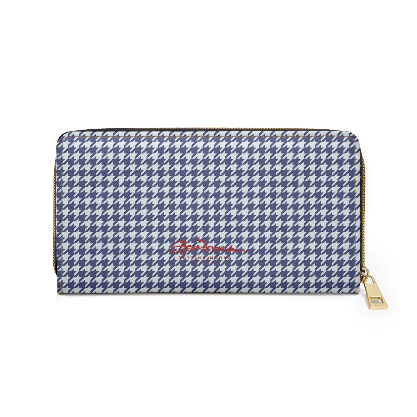 Navy Blue Houndstooth Zipper Wallet