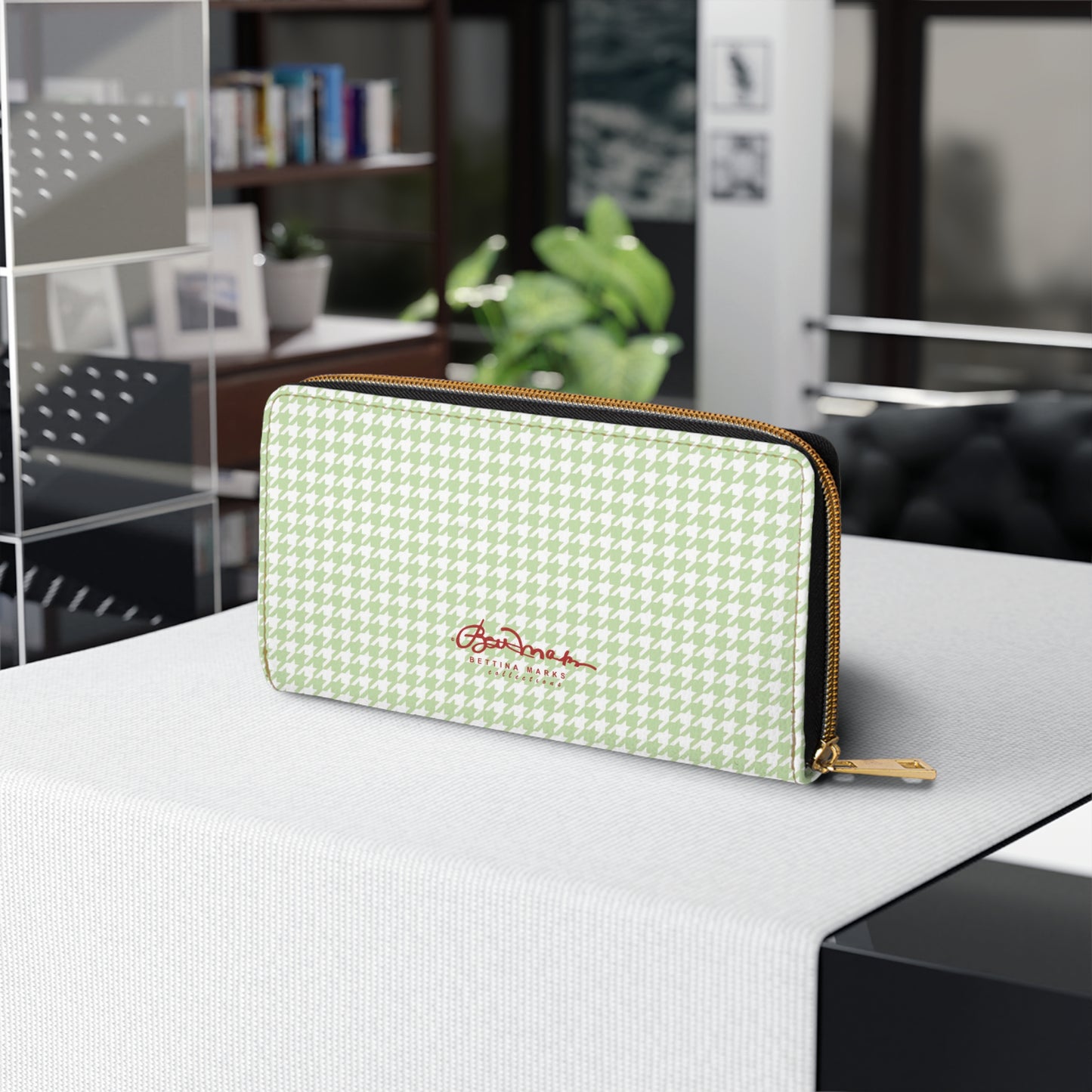 Butterfly Houndstooth Zipper Wallet