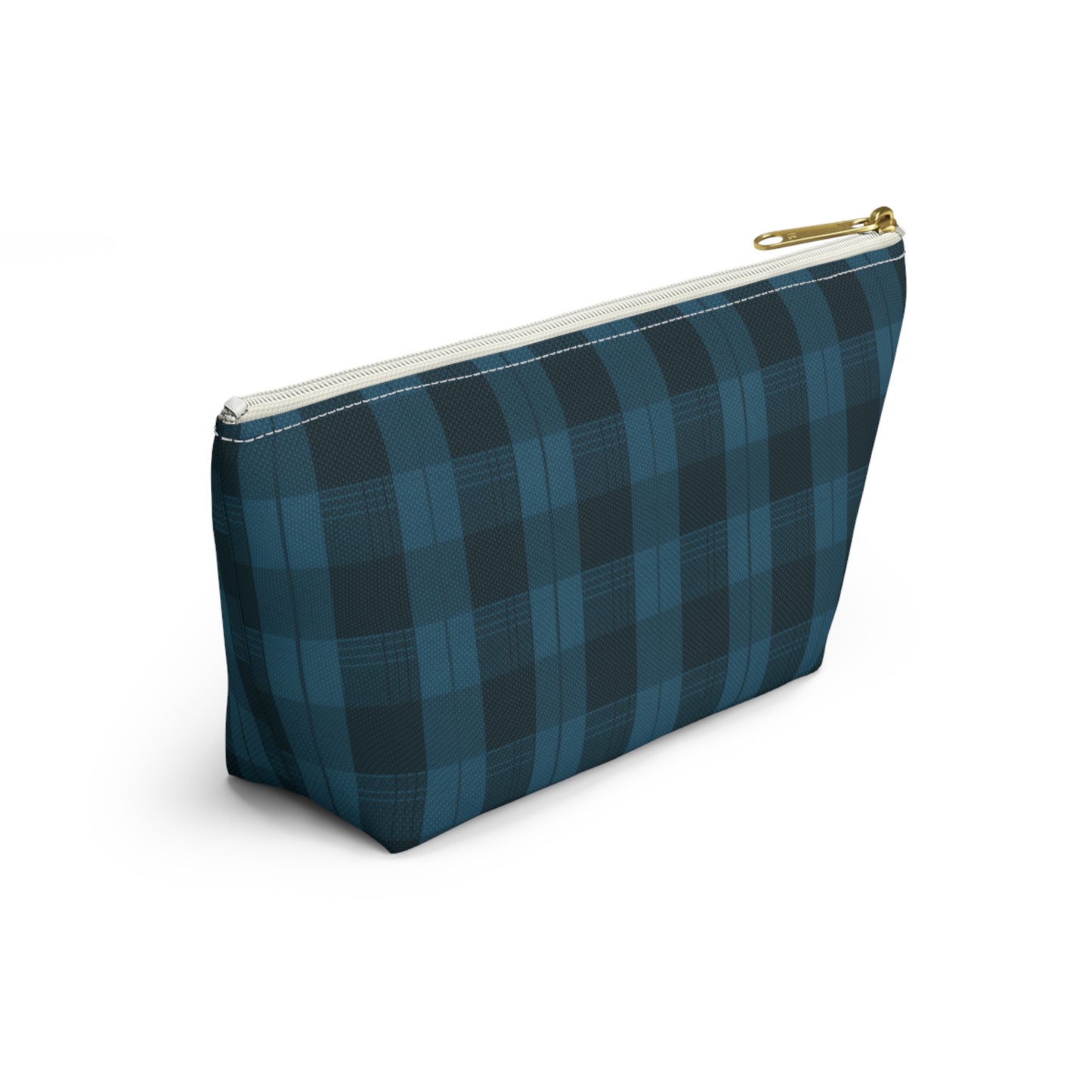 Teal Plaid Accessory Pouch w T-bottom