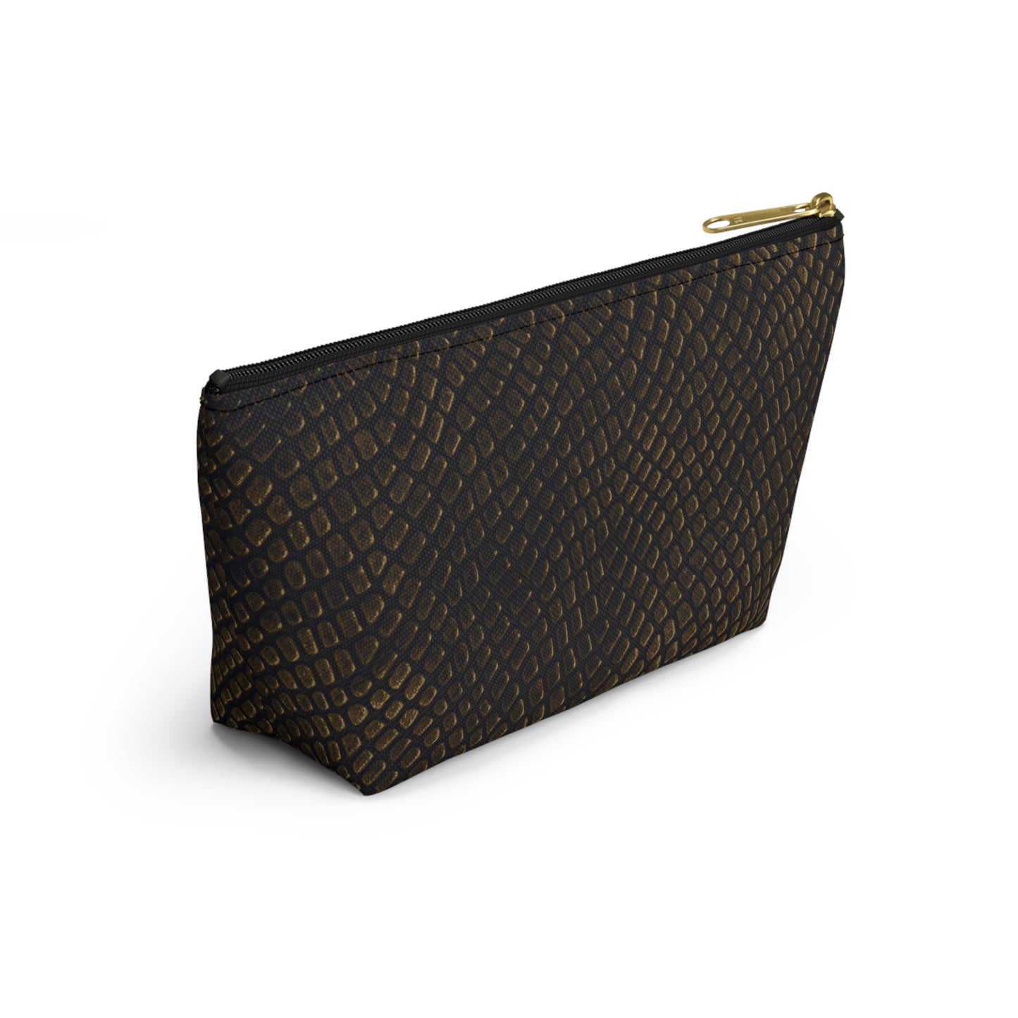 Bronze Crocodile Accessory Pouch w T-bottom