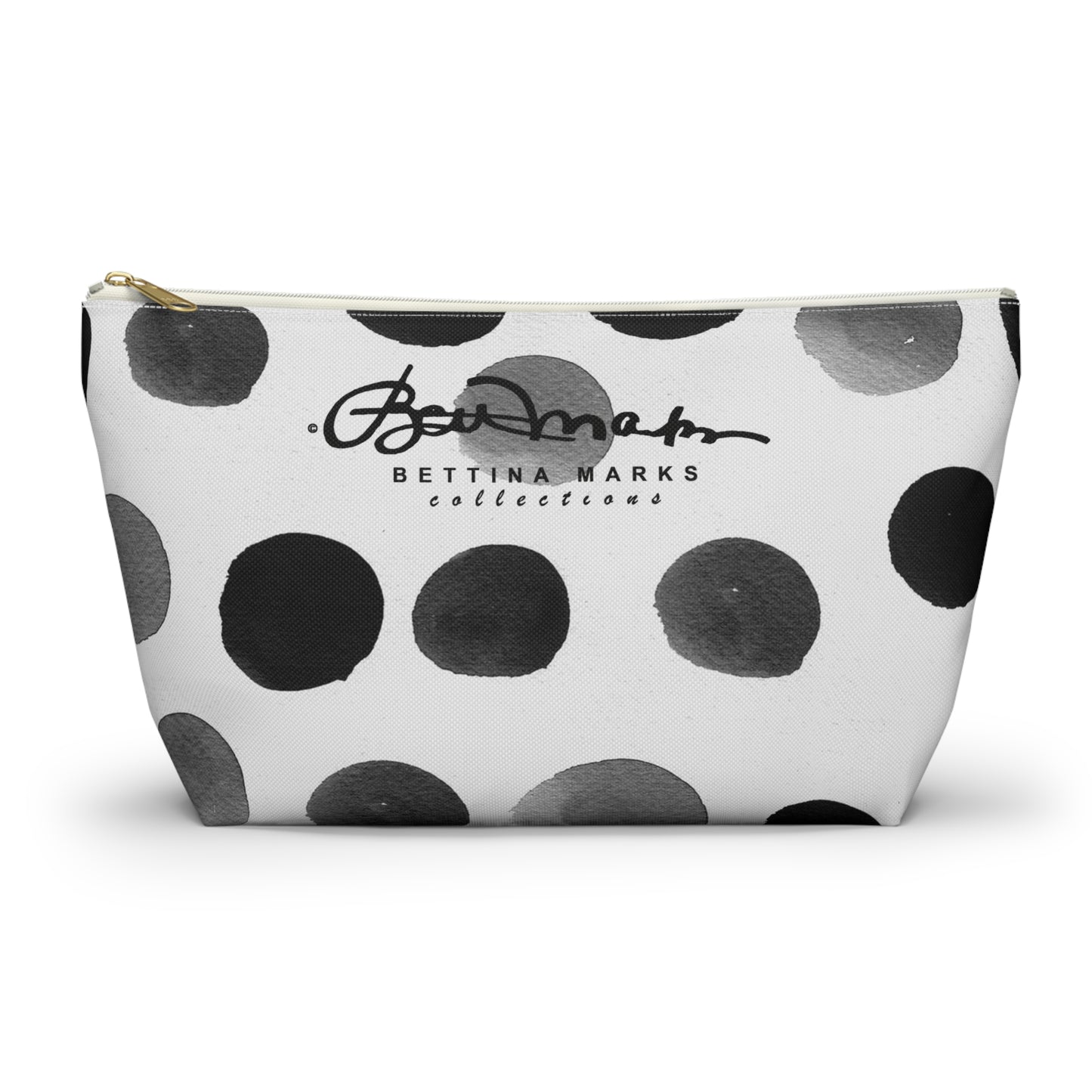 Charcoal Polka Dot Accessory Pouch w T-bottom