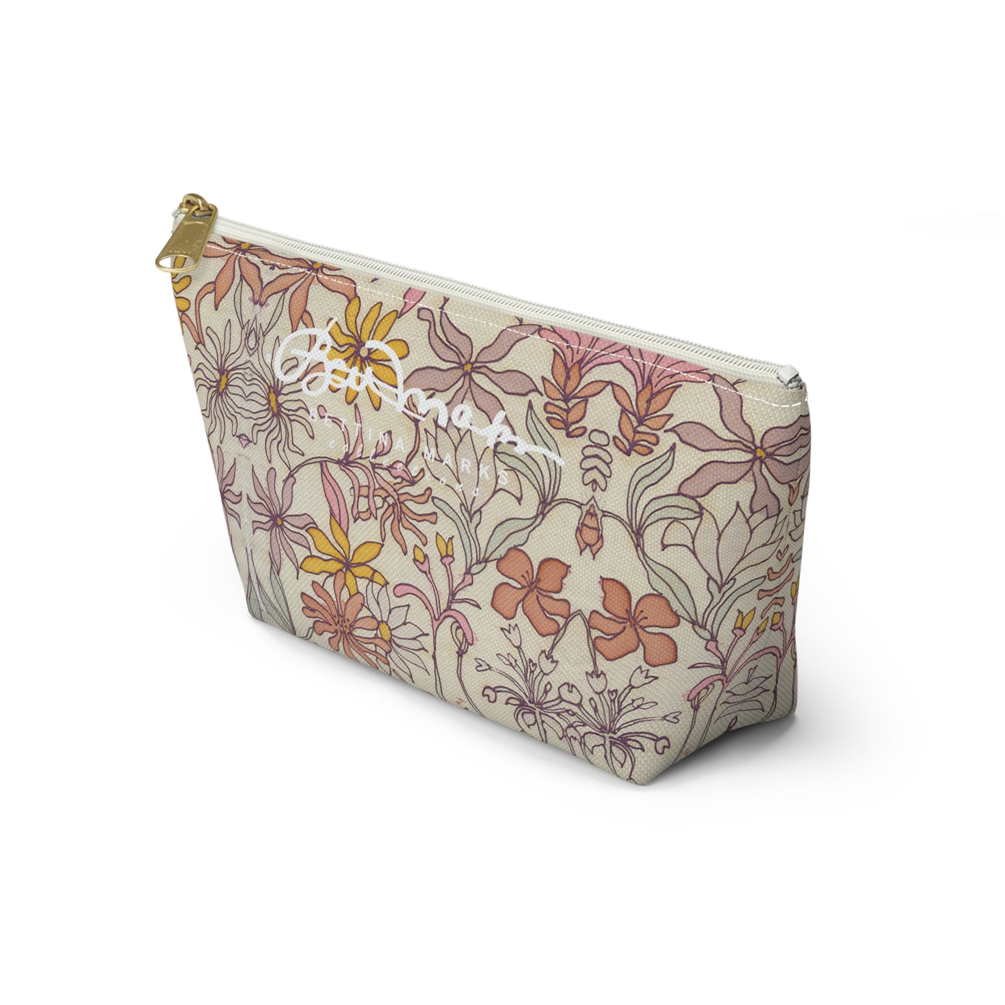 Vintage Pastel Floral Accessory Pouch w T-bottom