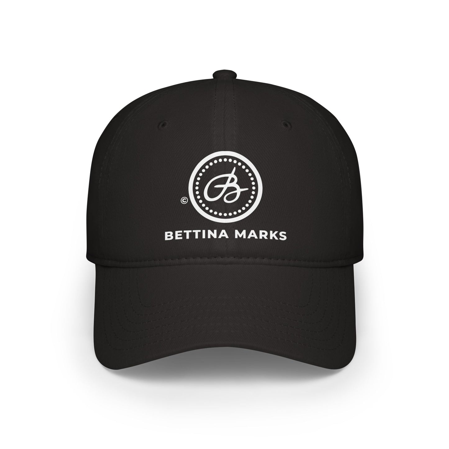Black Low Profile Printed Logo Baseball Cap