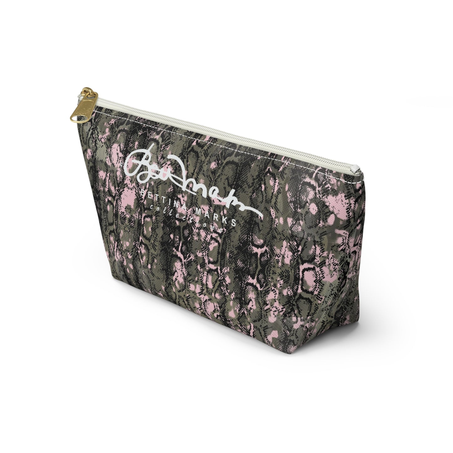 Pink Snake Skin Accessory Pouch w T-bottom