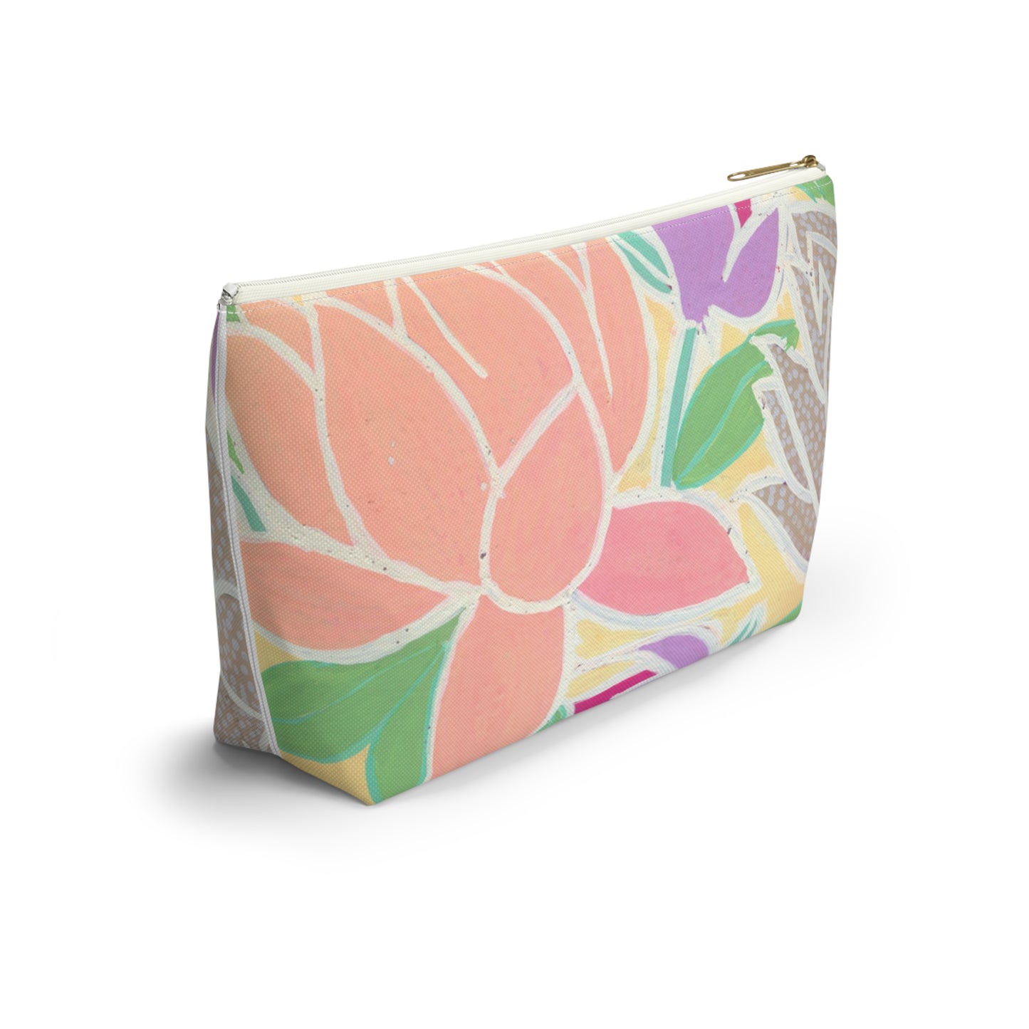 Pastel Tulips & Peonies Accessory Pouch w T-bottom