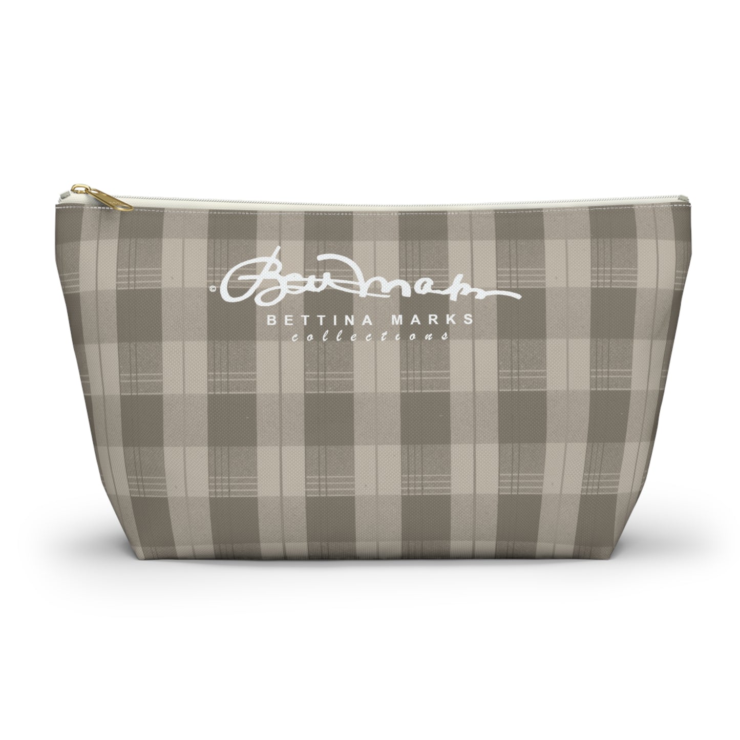 Cream Plaid Accessory Pouch w T-bottom