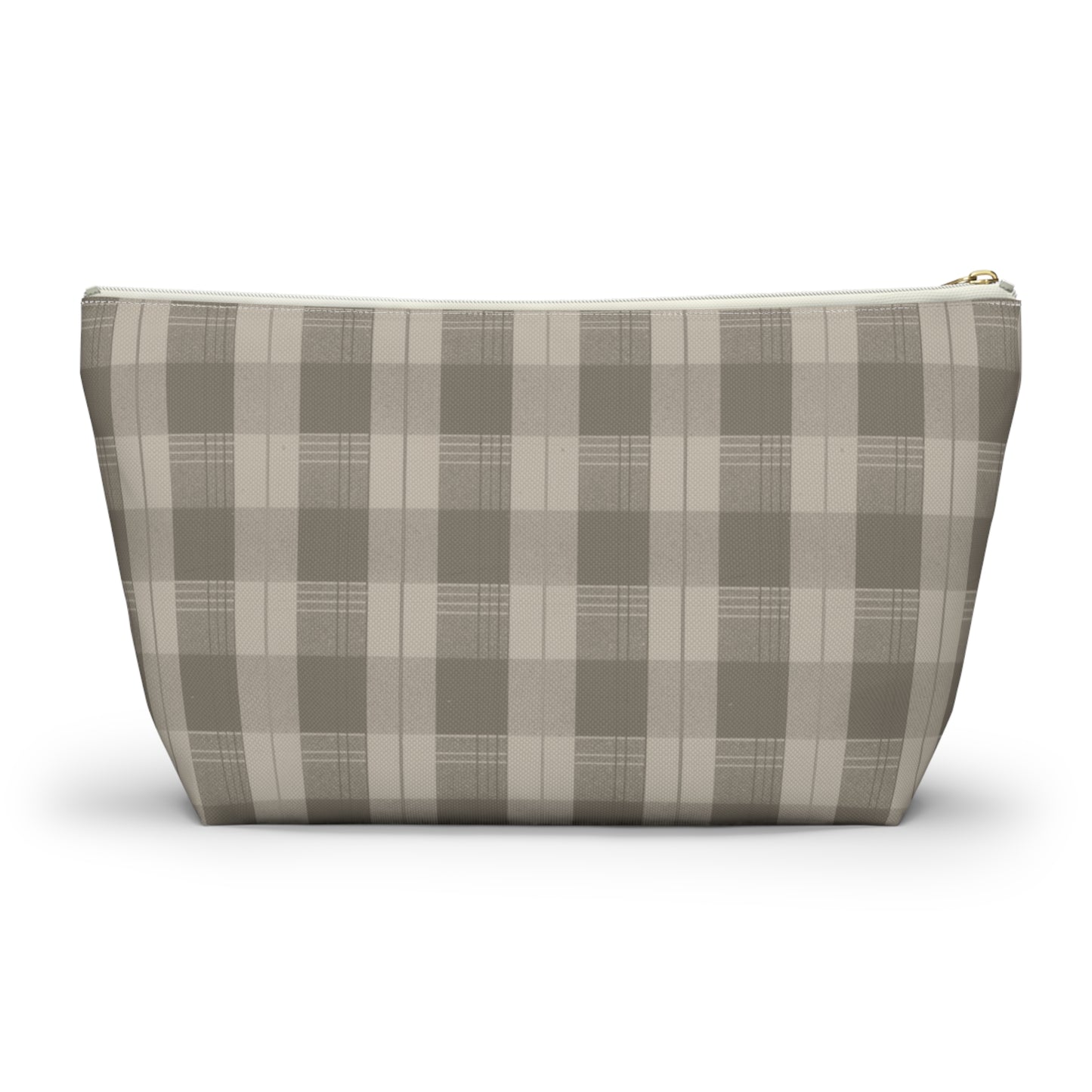 Cream Plaid Accessory Pouch w T-bottom