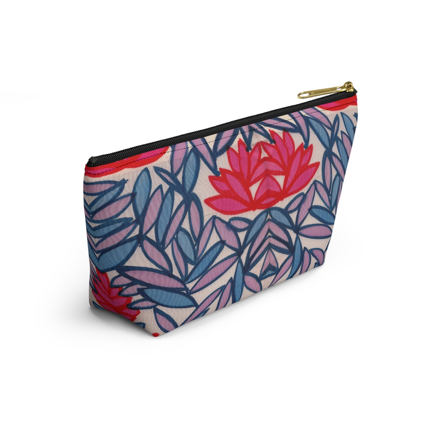 Pink Lotus Flowers Accessory Pouch w T-bottom