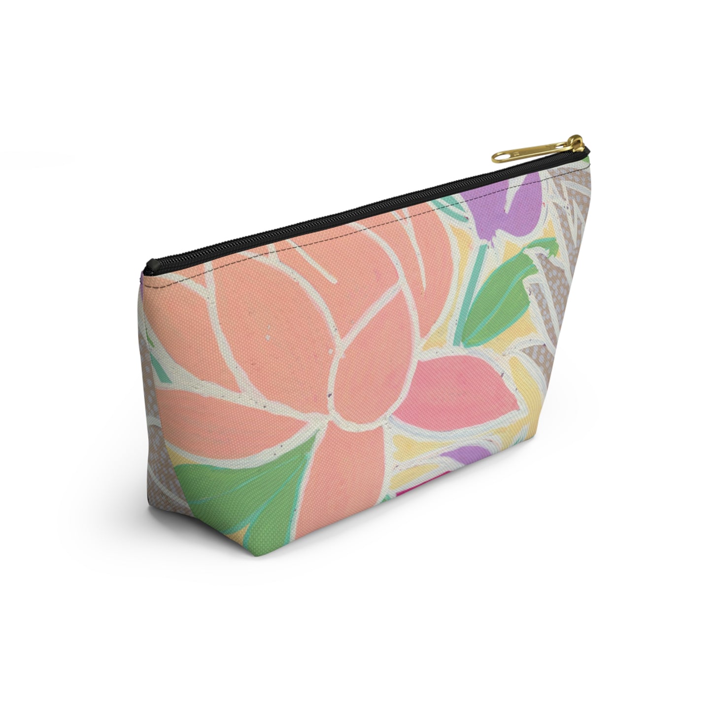 Pastel Tulips & Peonies Accessory Pouch w T-bottom