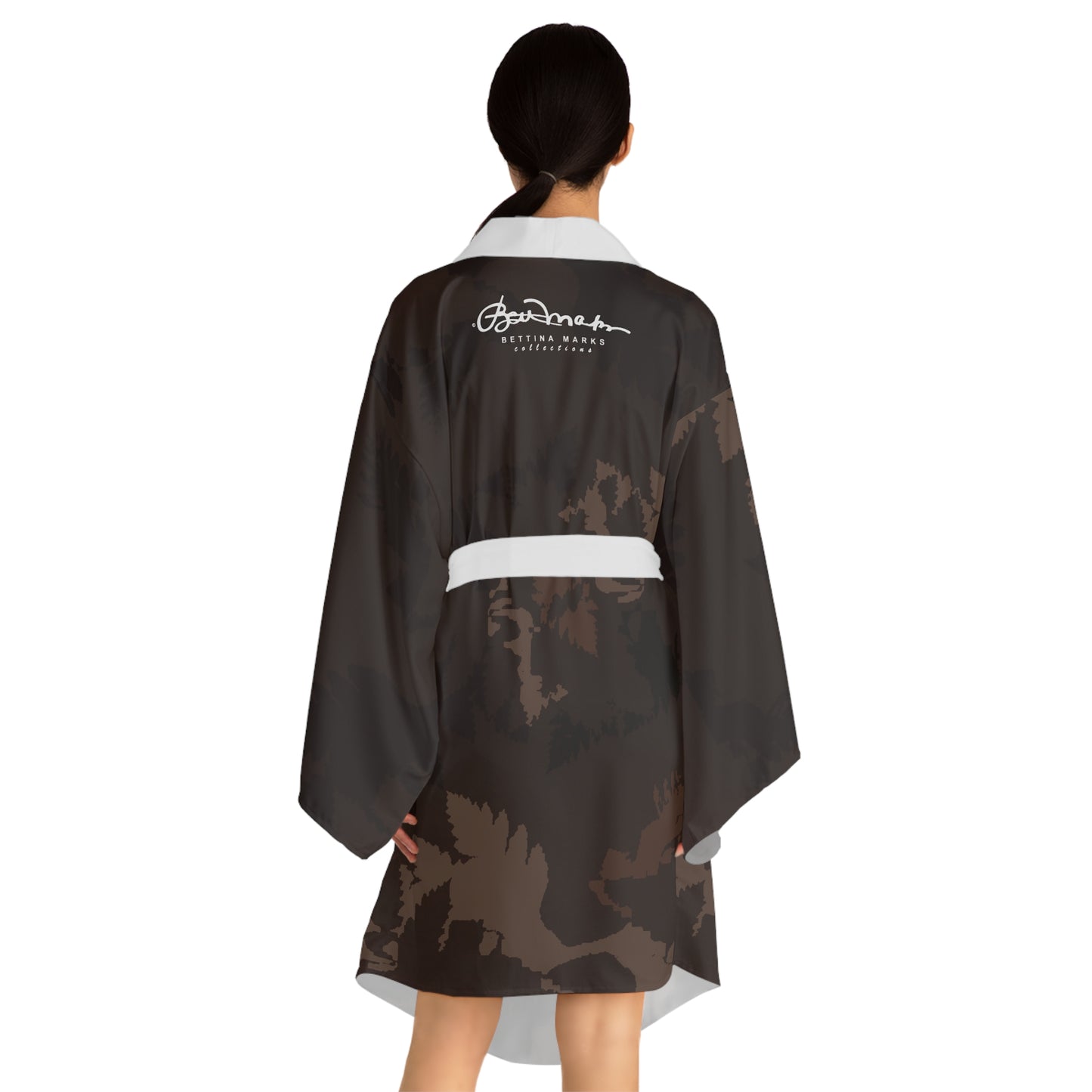 Dark Chocolate Abstract Forest Kimono Robe