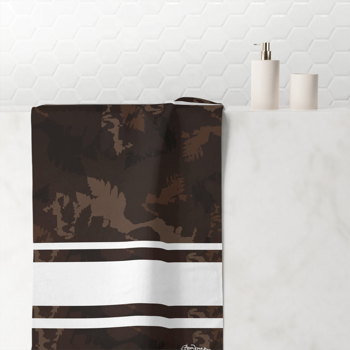 Dark Chocolate Abstract Forest Bath Towel
