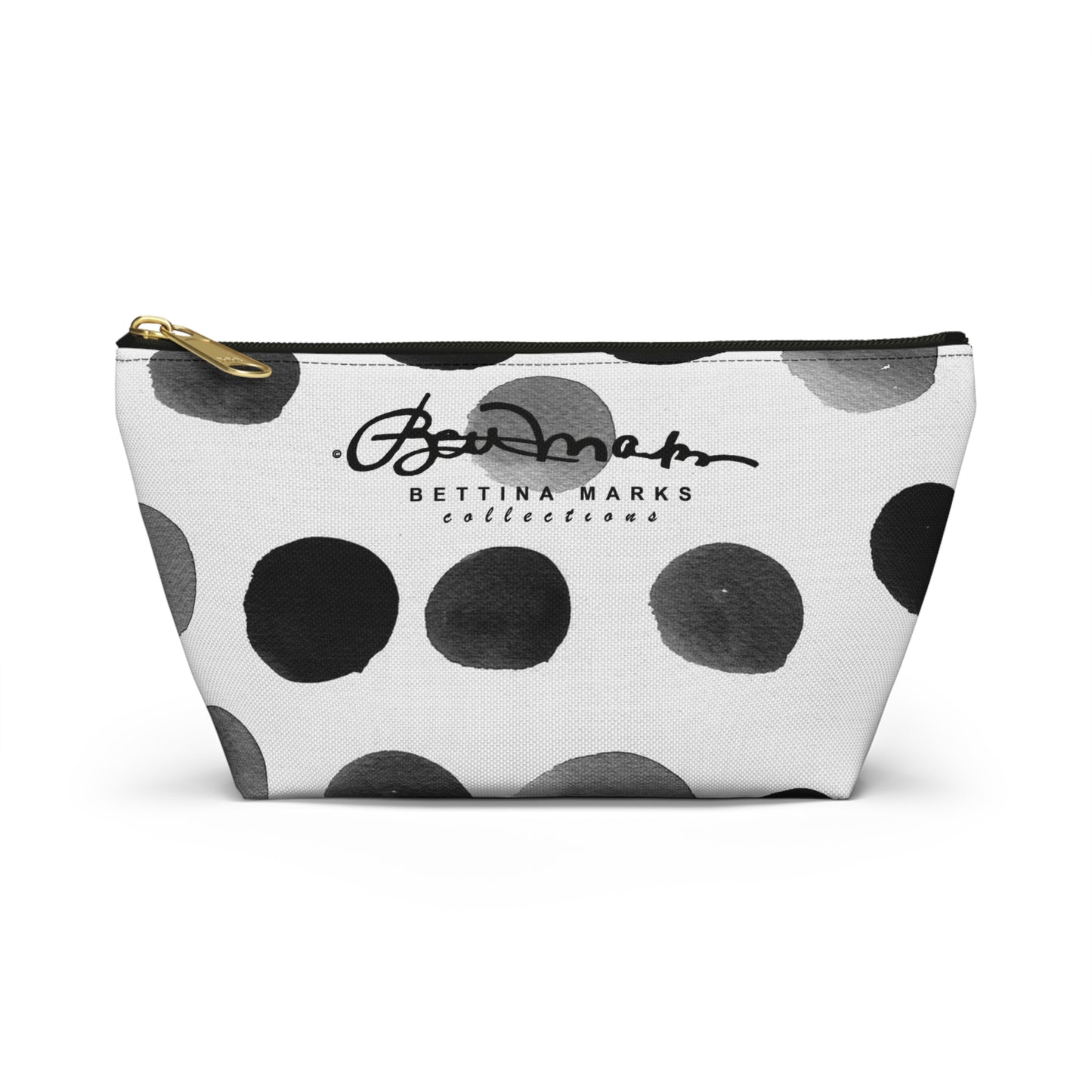 Charcoal Polka Dot Accessory Pouch w T-bottom
