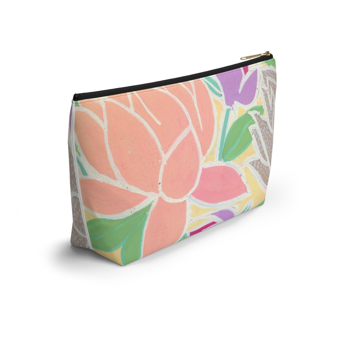 Pastel Tulips & Peonies Accessory Pouch w T-bottom