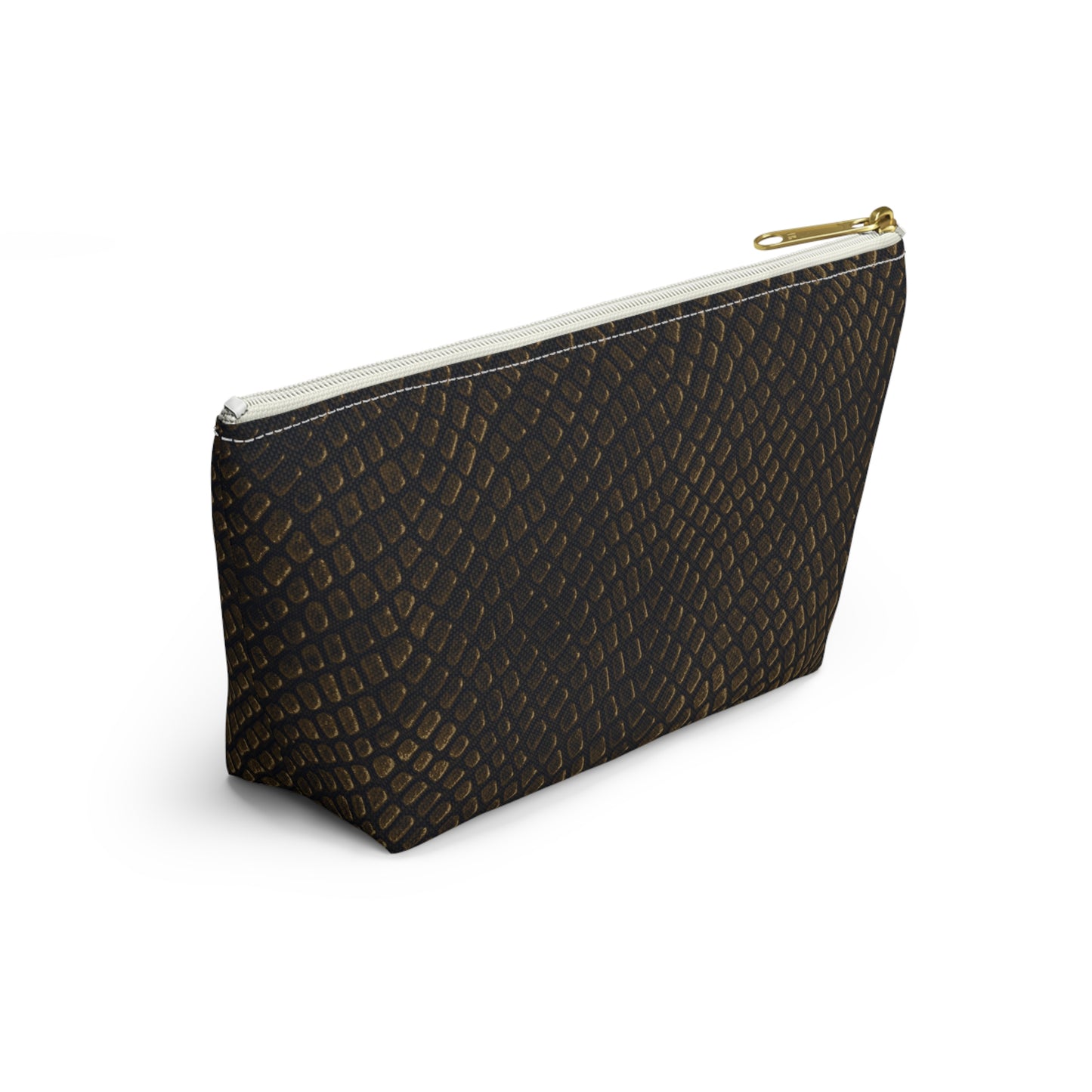 Bronze Crocodile Accessory Pouch w T-bottom