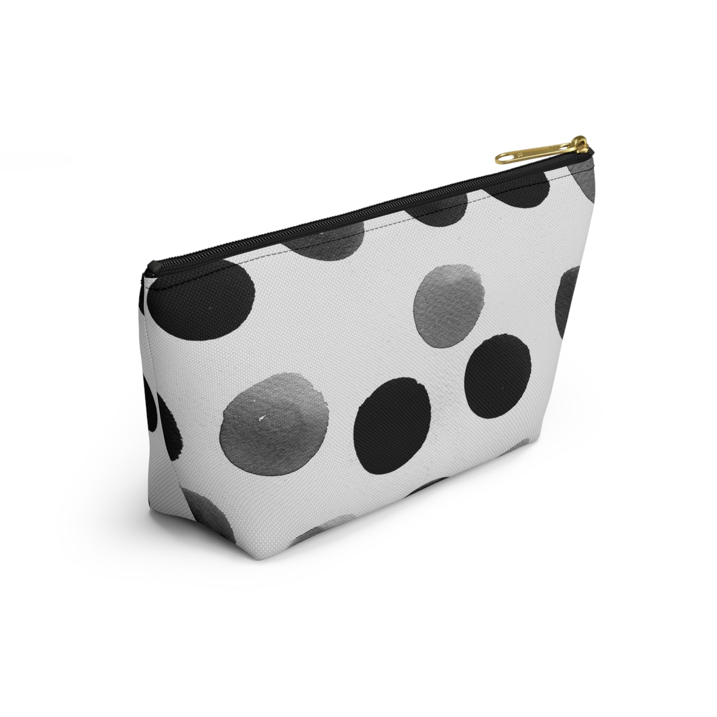Charcoal Polka Dot Accessory Pouch w T-bottom