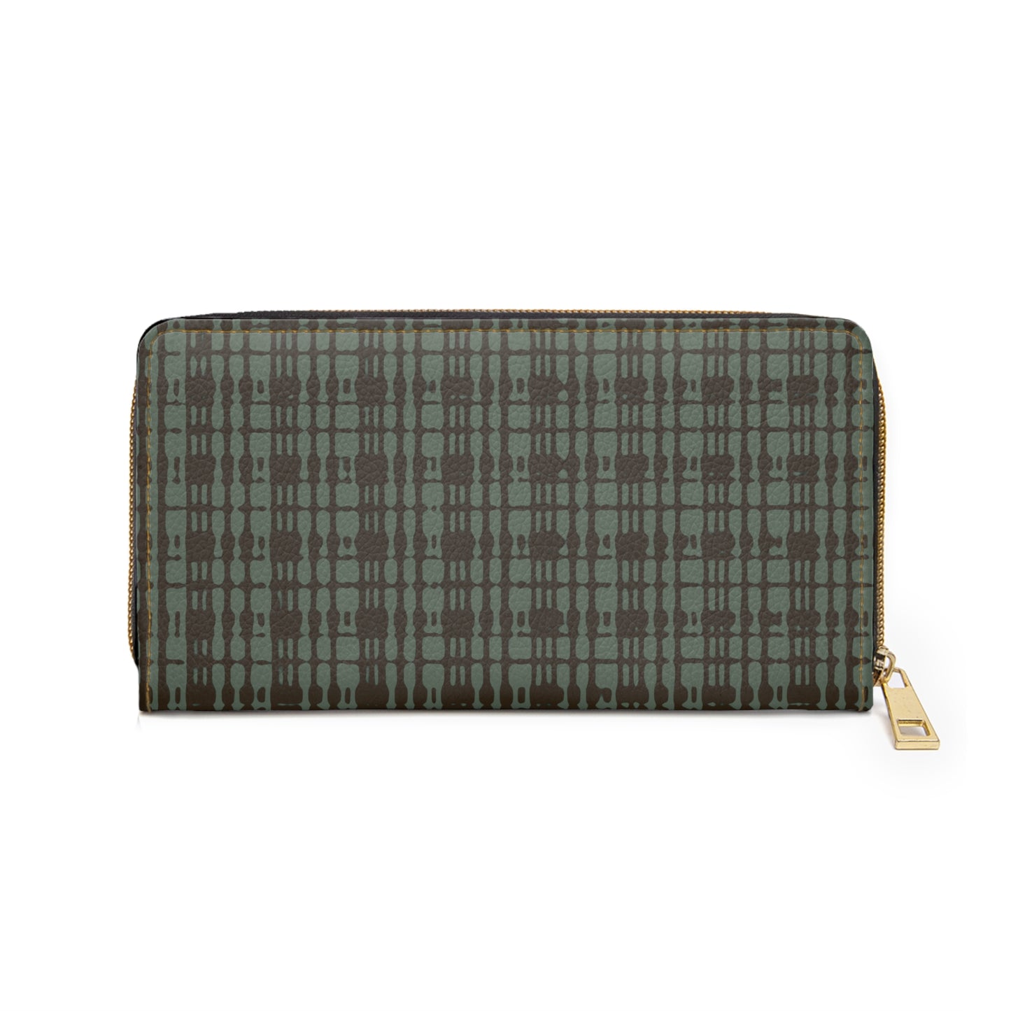 Mint Chocolate Plaid Zipper Wallet for Women - Chic and Functional Clutch