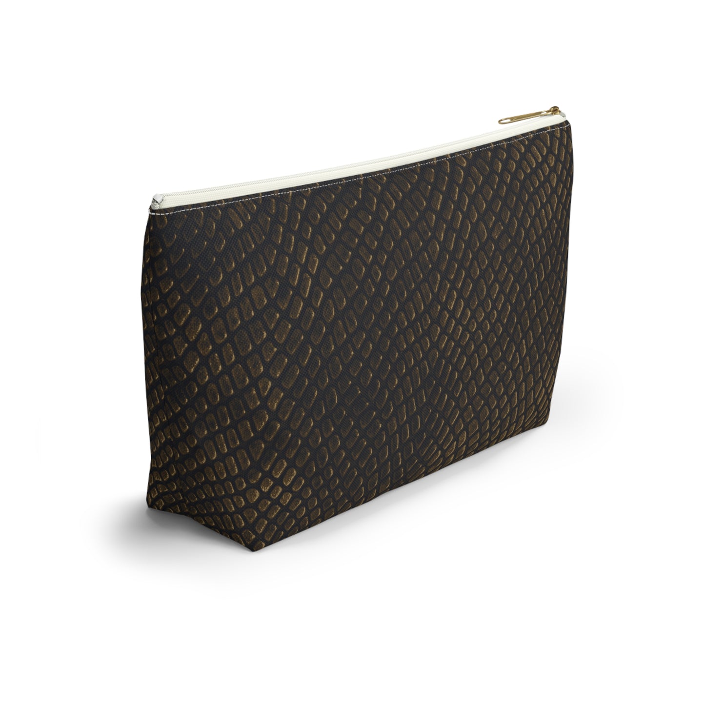 Bronze Crocodile Accessory Pouch w T-bottom