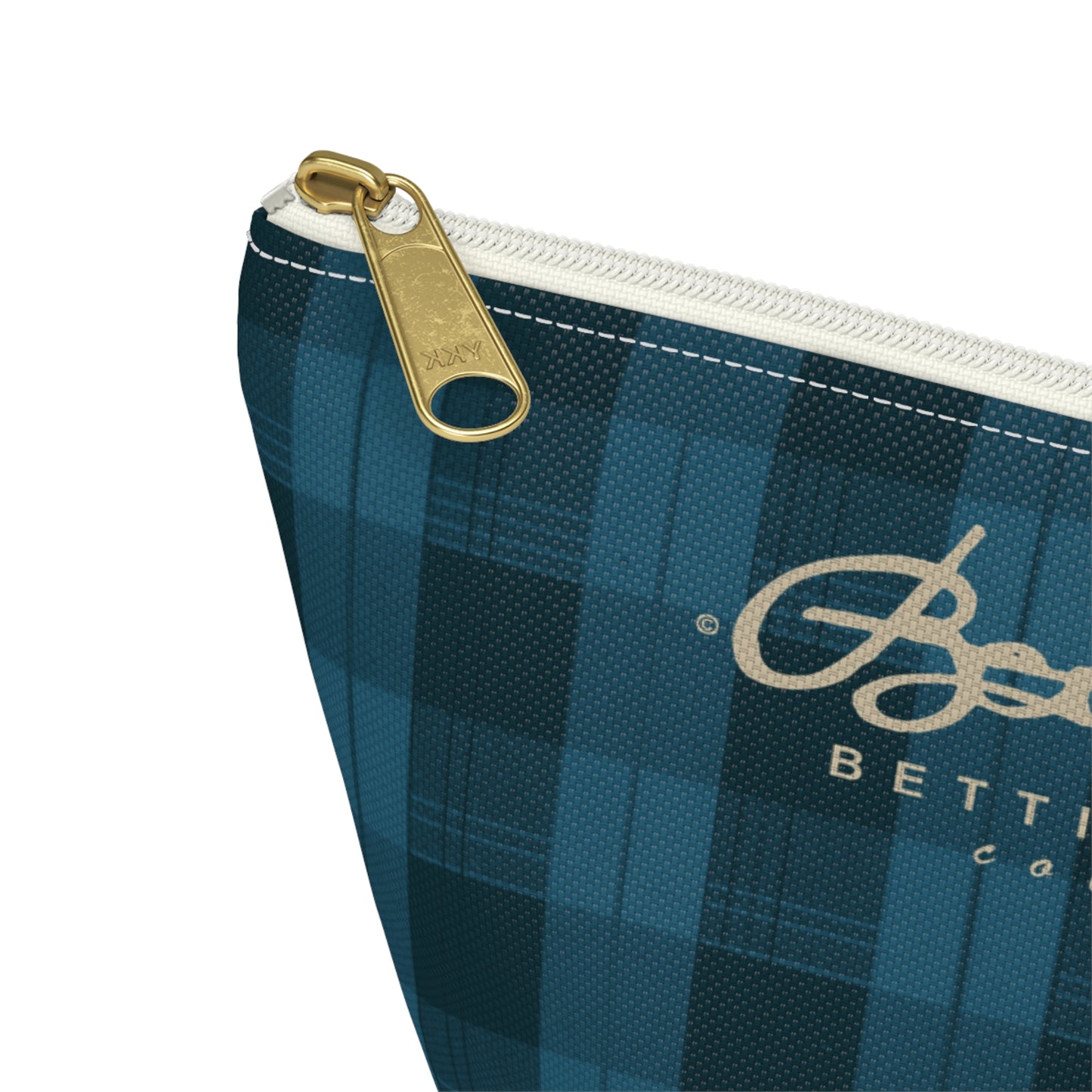 Teal Plaid Accessory Pouch w T-bottom