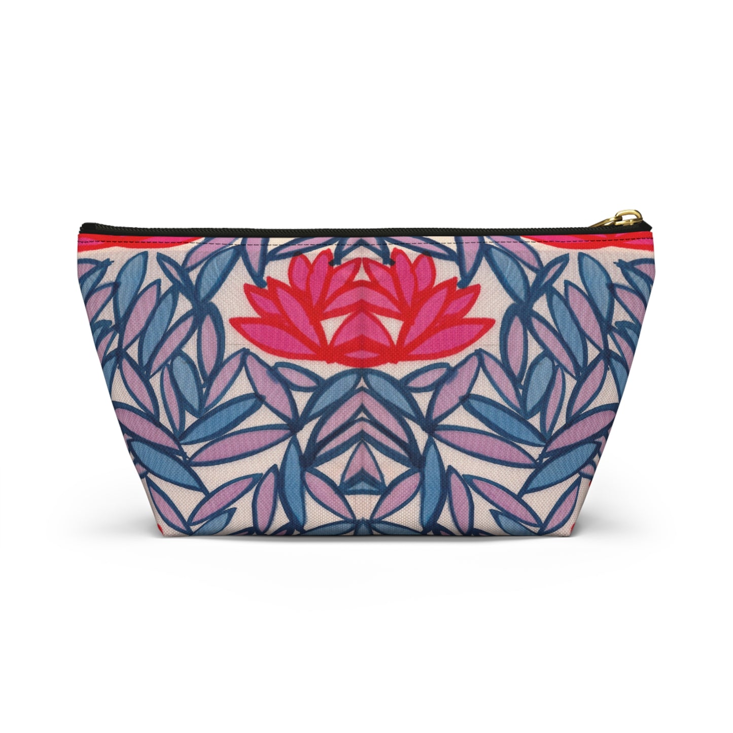 Pink Lotus Flowers Accessory Pouch w T-bottom