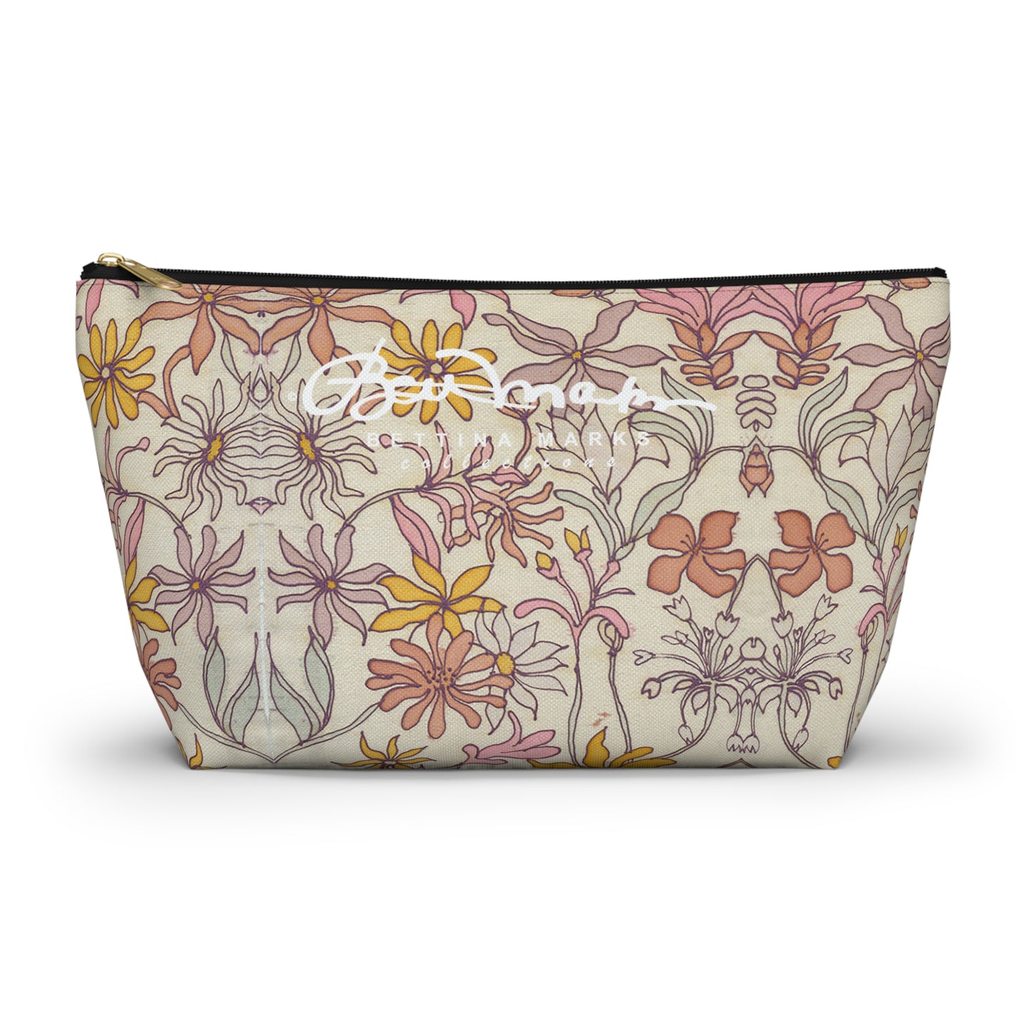 Vintage Pastel Floral Accessory Pouch w T-bottom