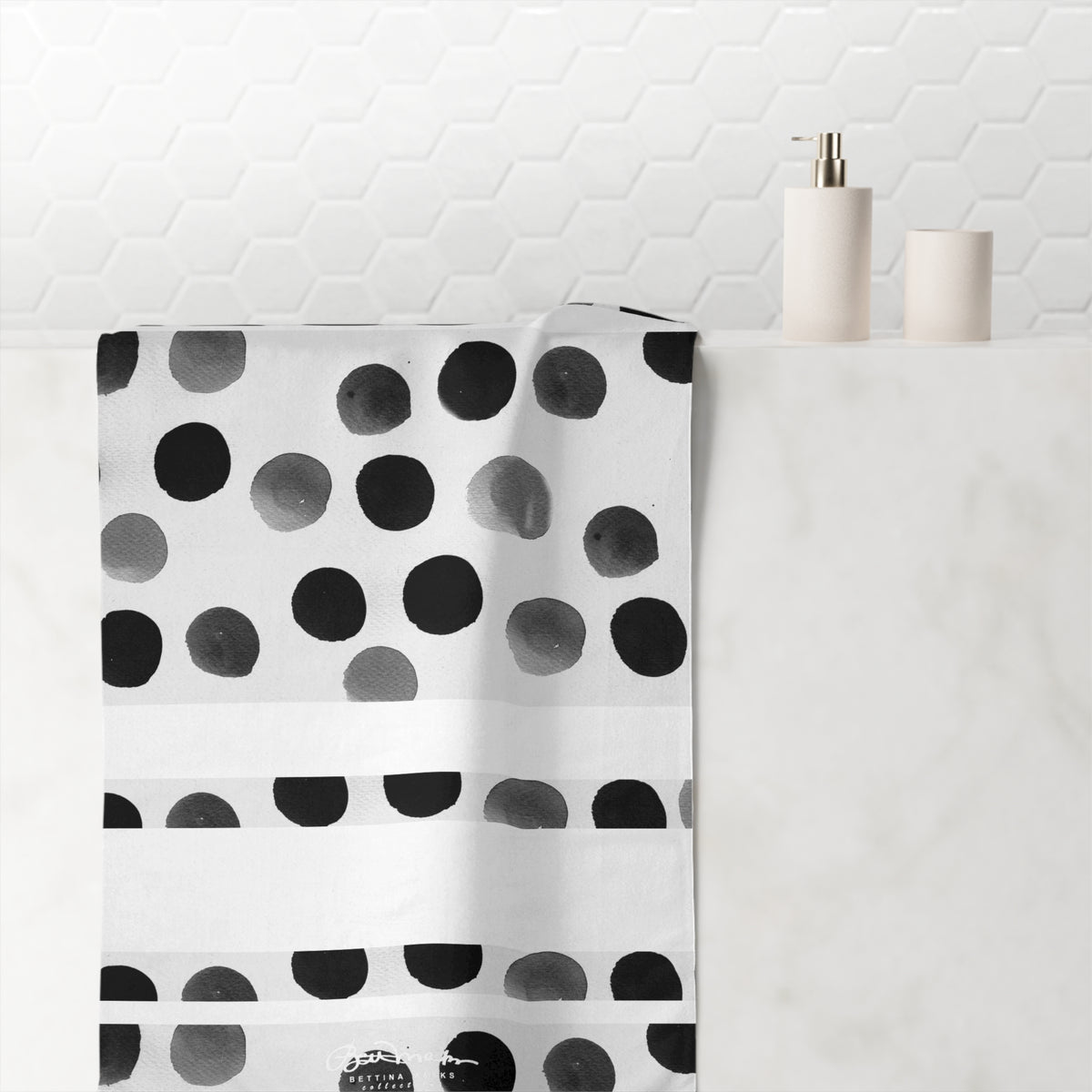 Charcoal Polka Dots Bath Towel