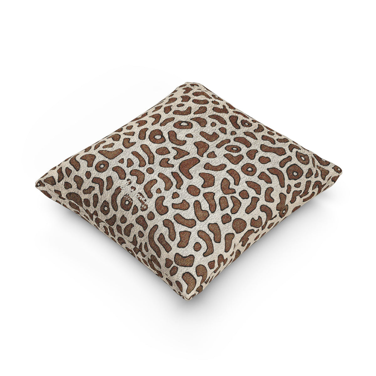 Brown Animal Skin On White Woven Pillow