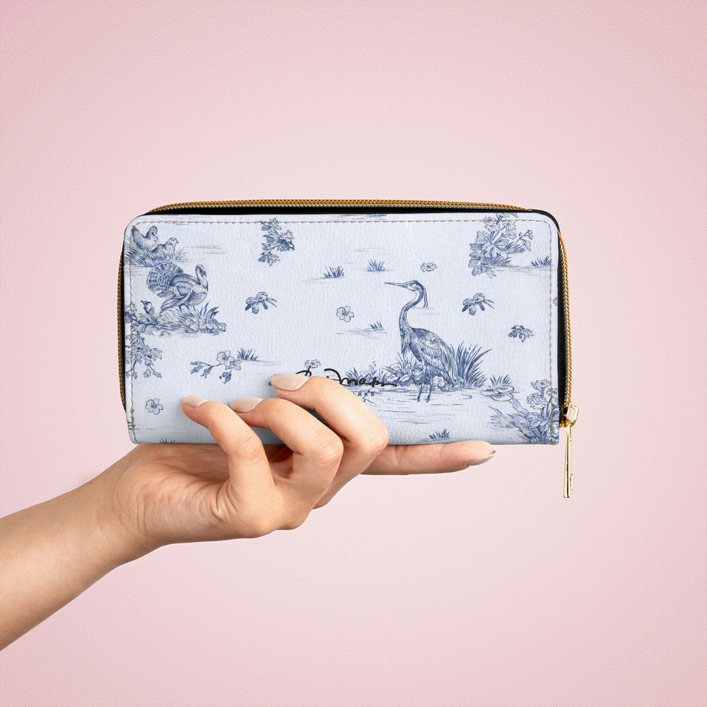 Toiles de Jouy Harmony Blue Zipper Wallet