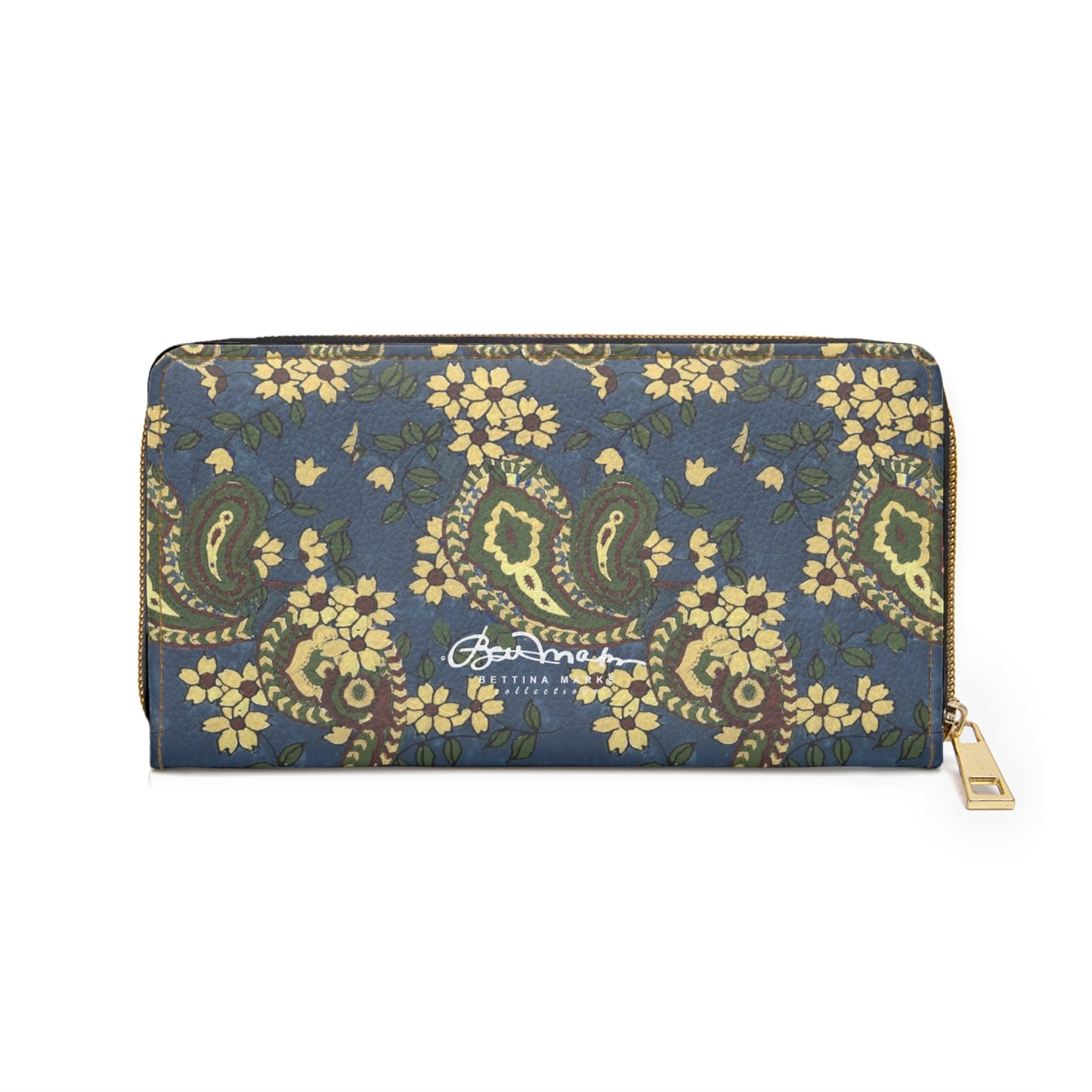 Vintage Blue Paisley Zipper Wallet