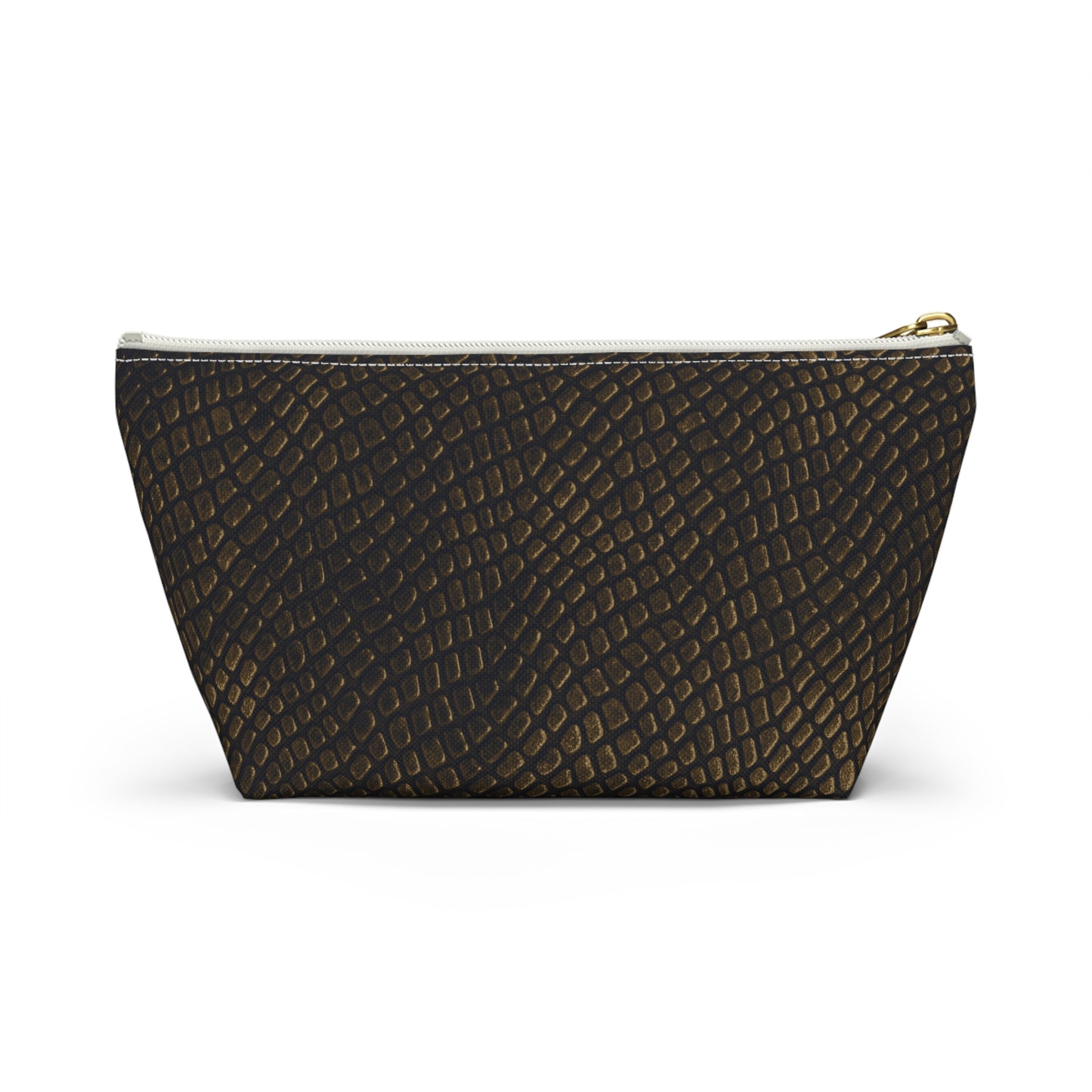 Bronze Crocodile Accessory Pouch w T-bottom