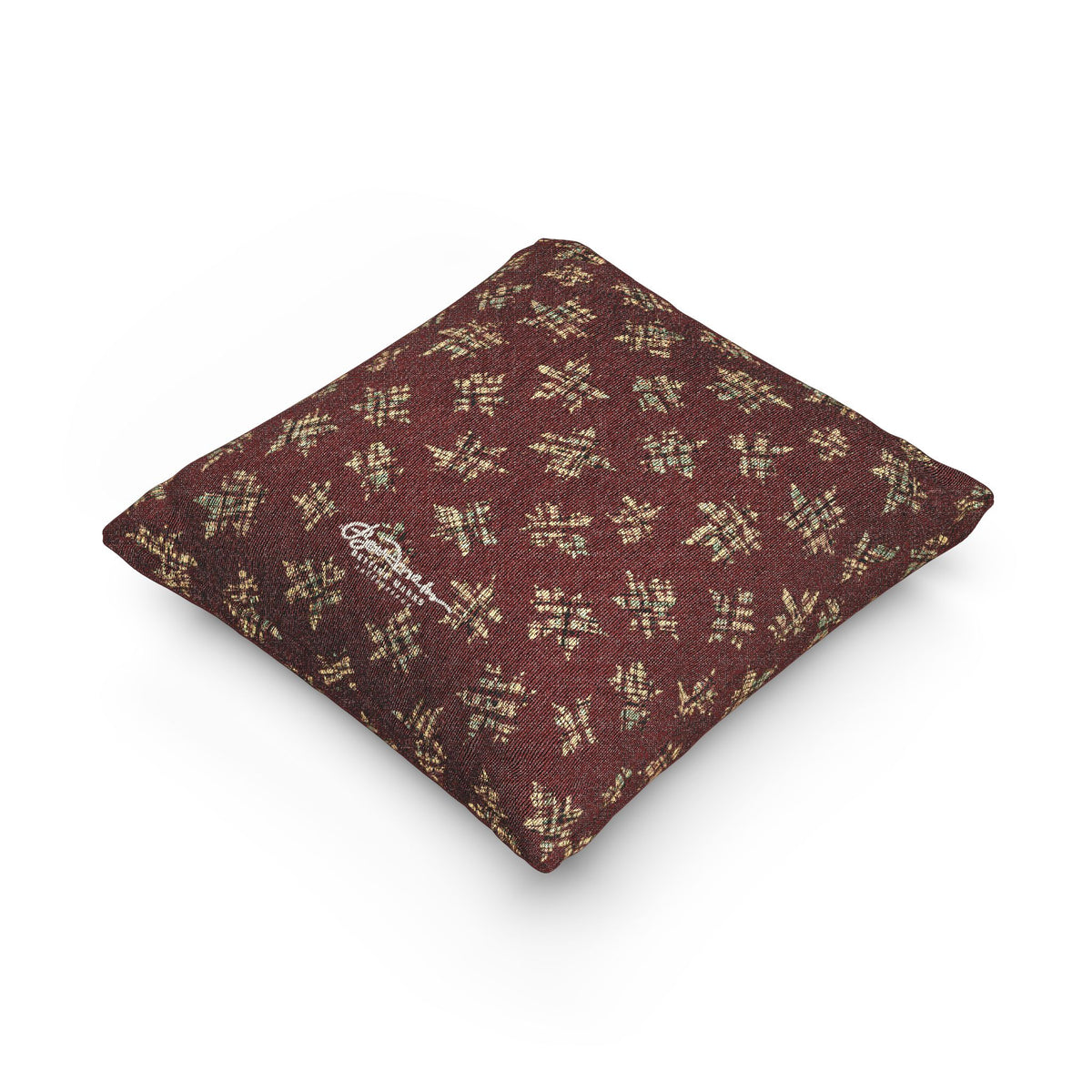 Plaid Leaves On Burgundy Woven Pillow