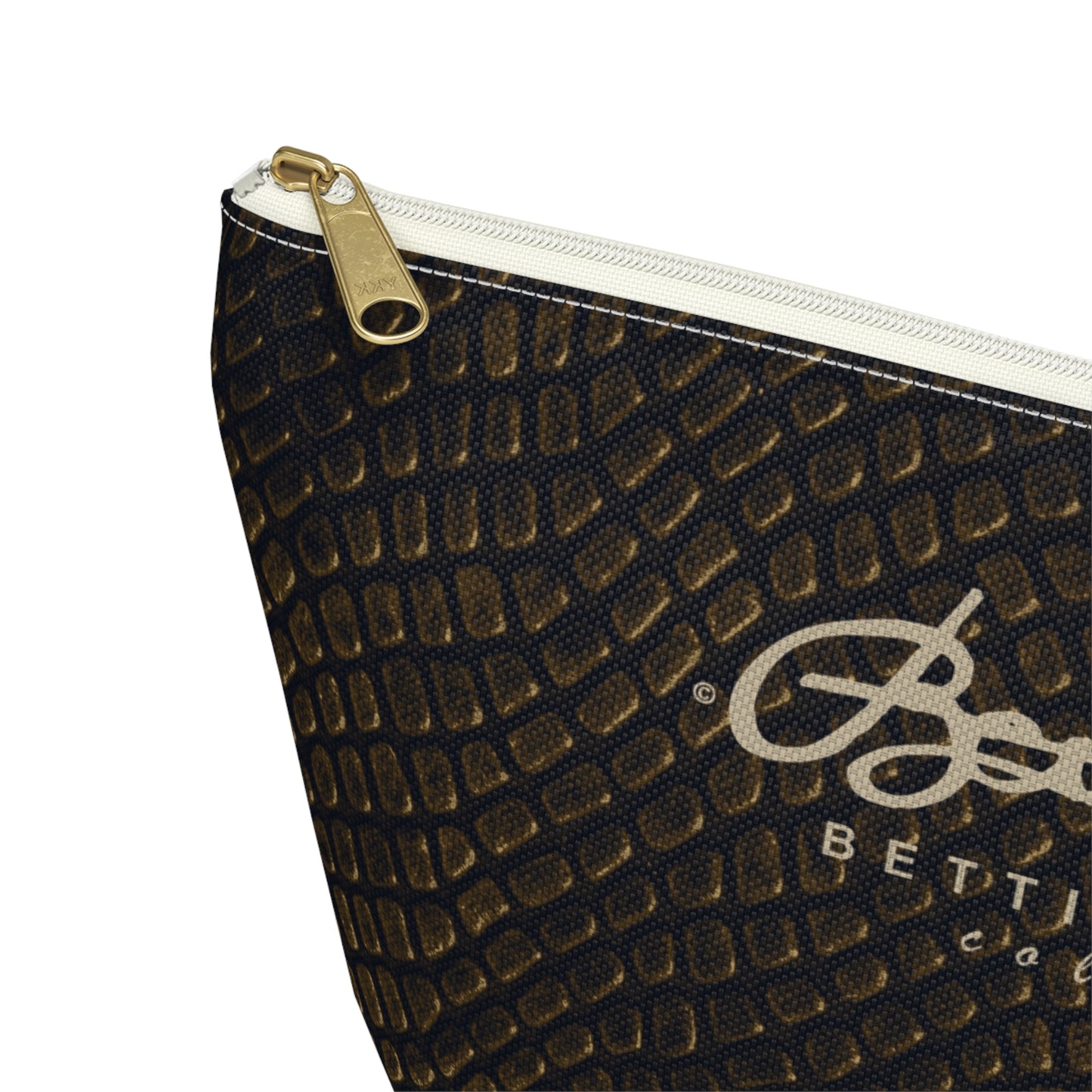 Bronze Crocodile Accessory Pouch w T-bottom