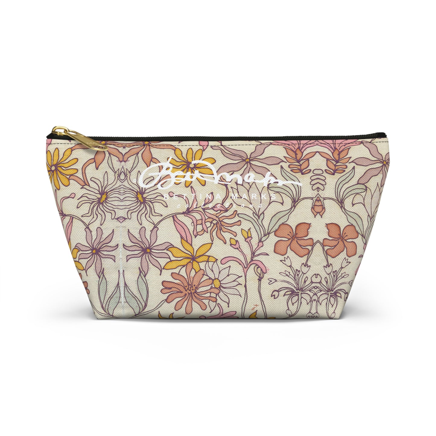 Vintage Pastel Floral Accessory Pouch w T-bottom