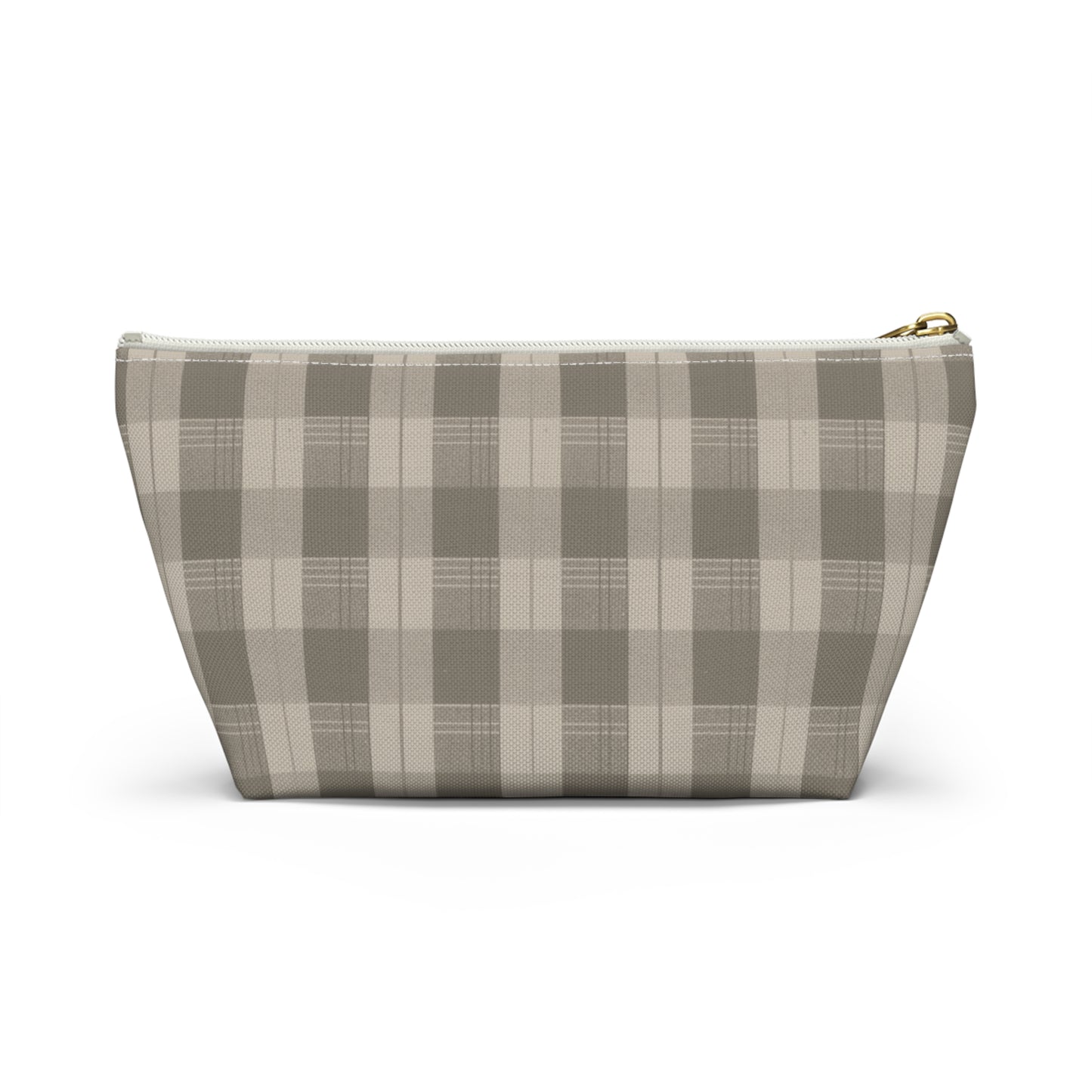 Cream Plaid Accessory Pouch w T-bottom