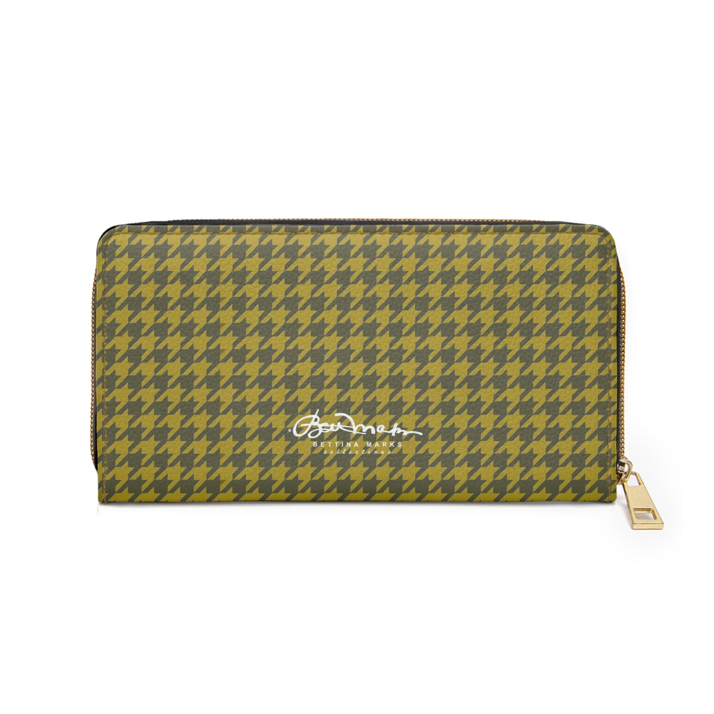 Olive Houndstooth Zipper Wallet